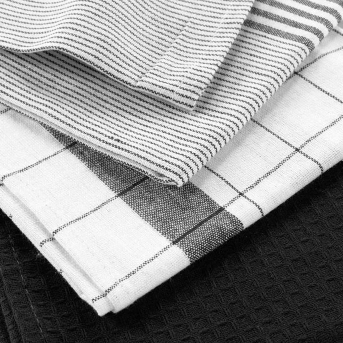 Paris Prix Lot de 3 Torchons  Vibrato  50x70cm Noir