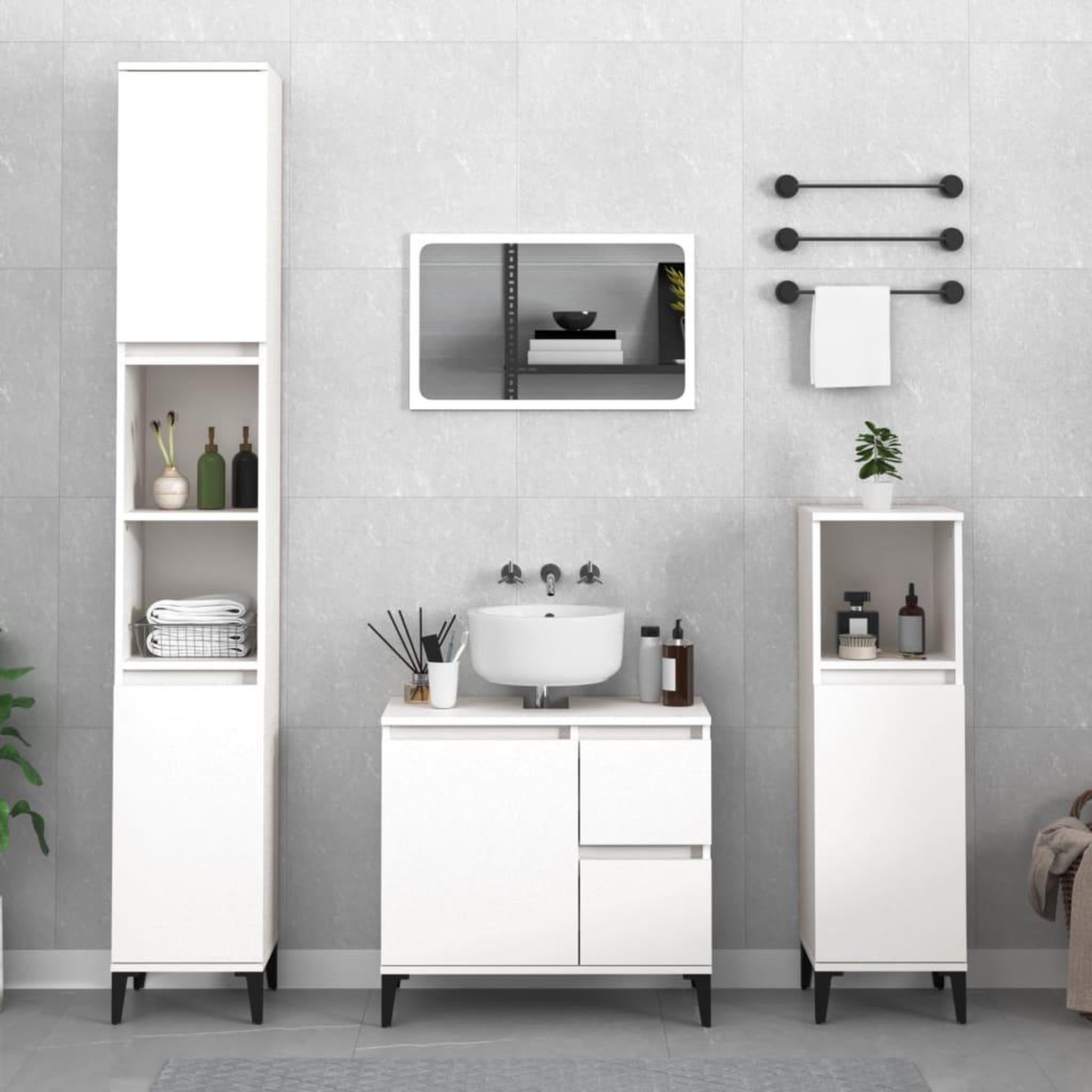Voir la diapositive 1 : VIDAXL Armoire de salle de bain blanc 65x33x60 cm bois d'ingenierie