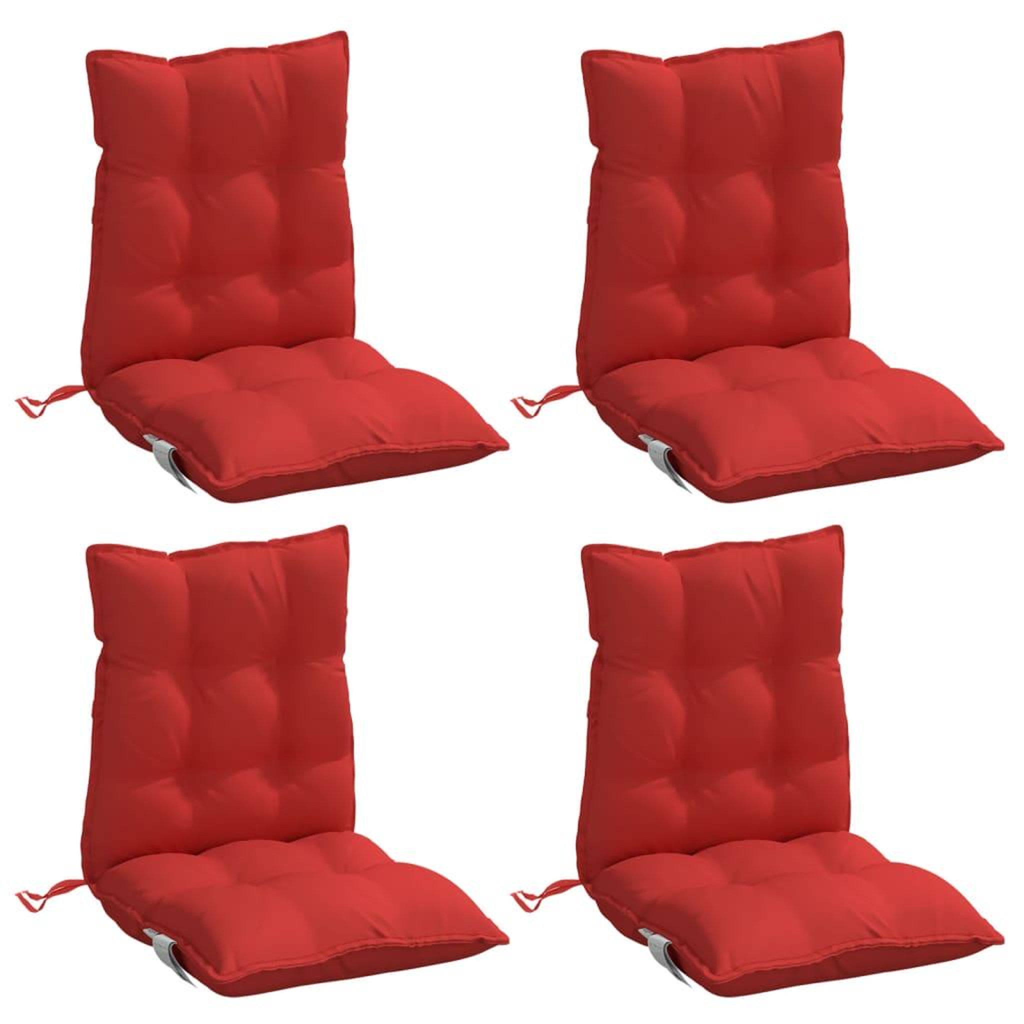 Voir la diapositive 3 : VIDAXL Coussins de chaise a dossier bas lot de 4 rouge tissu oxford