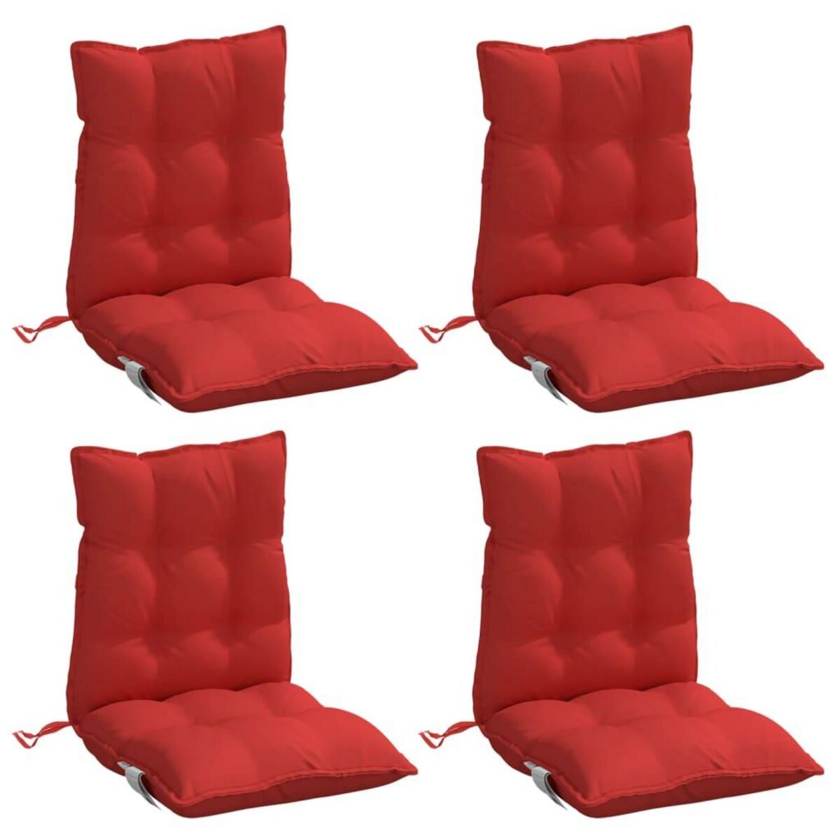 VIDAXL Coussins de chaise a dossier bas lot de 4 rouge tissu oxford
