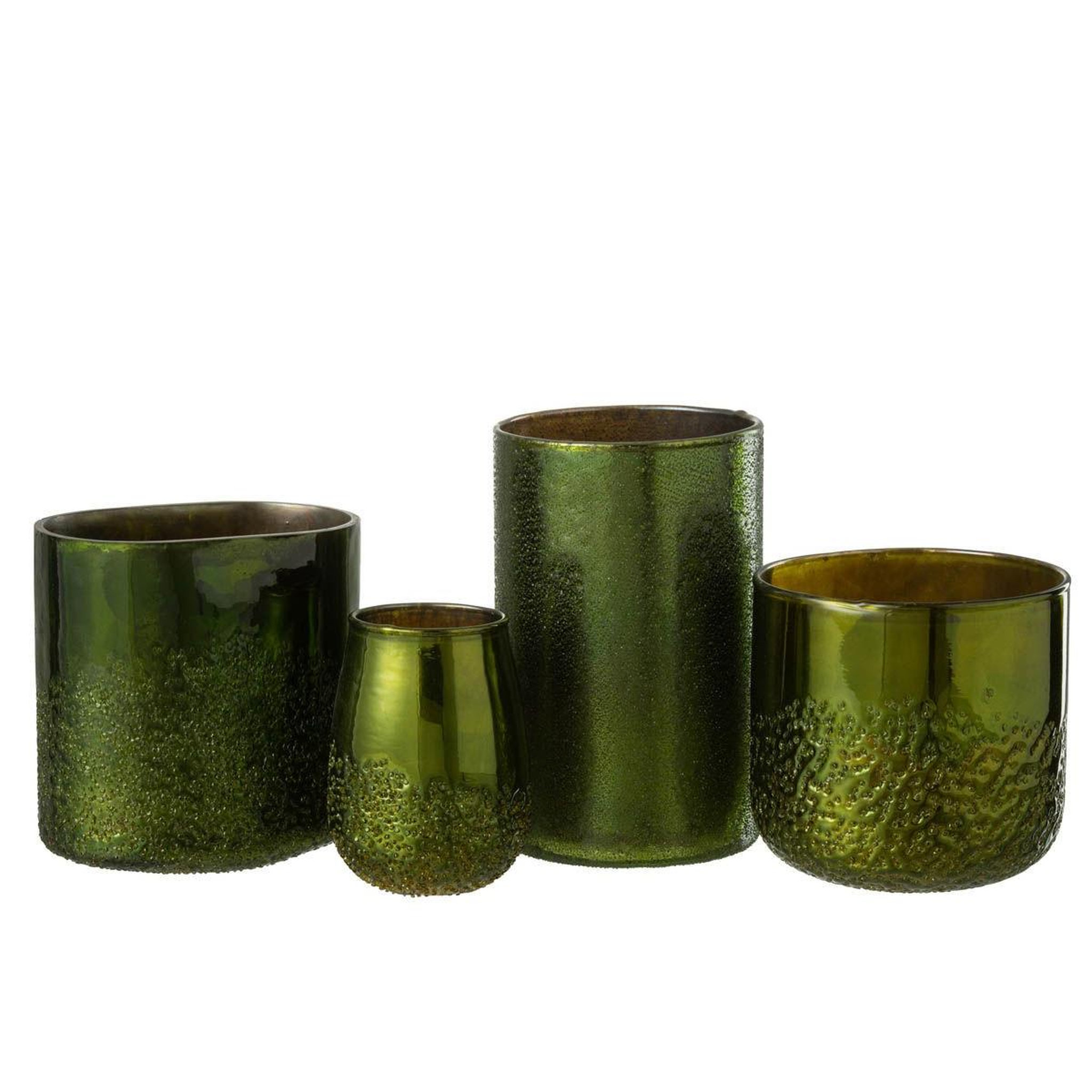 Voir la diapositive 4 : J-LINE Photophore miroir en verre  anton  12cm vert