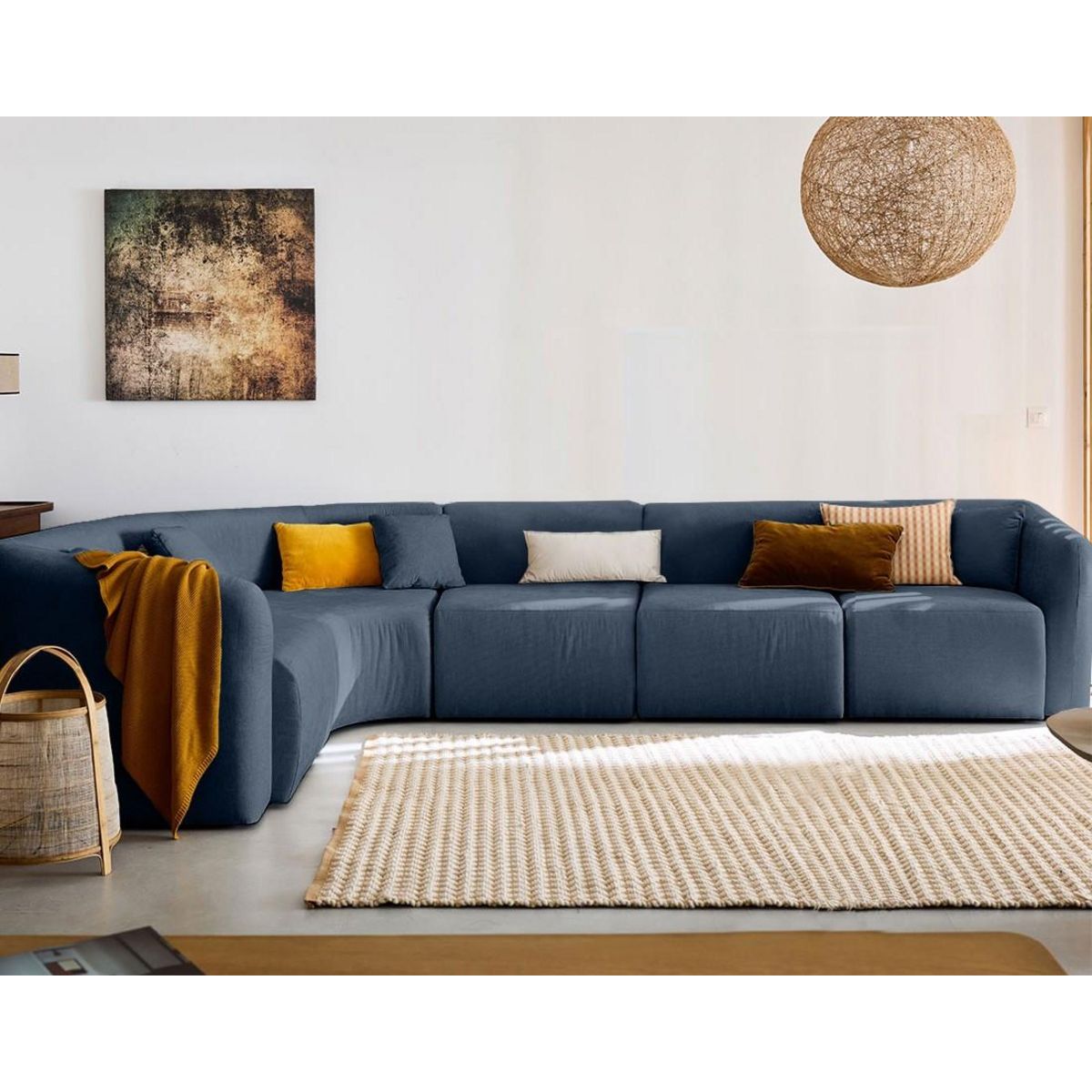 LISA DESIGN Ikare - canapé modulable d'angle gauche - 6 places - en tissu