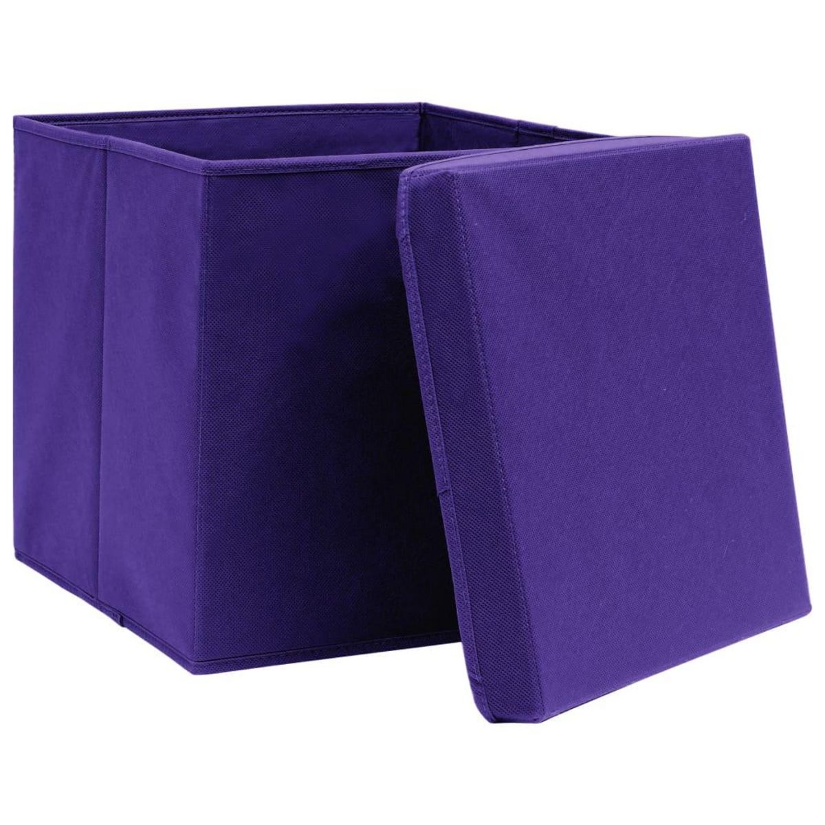 VIDAXL Boîtes de rangement et couvercles 4 pcs Violet 32x32x32cm Tissu