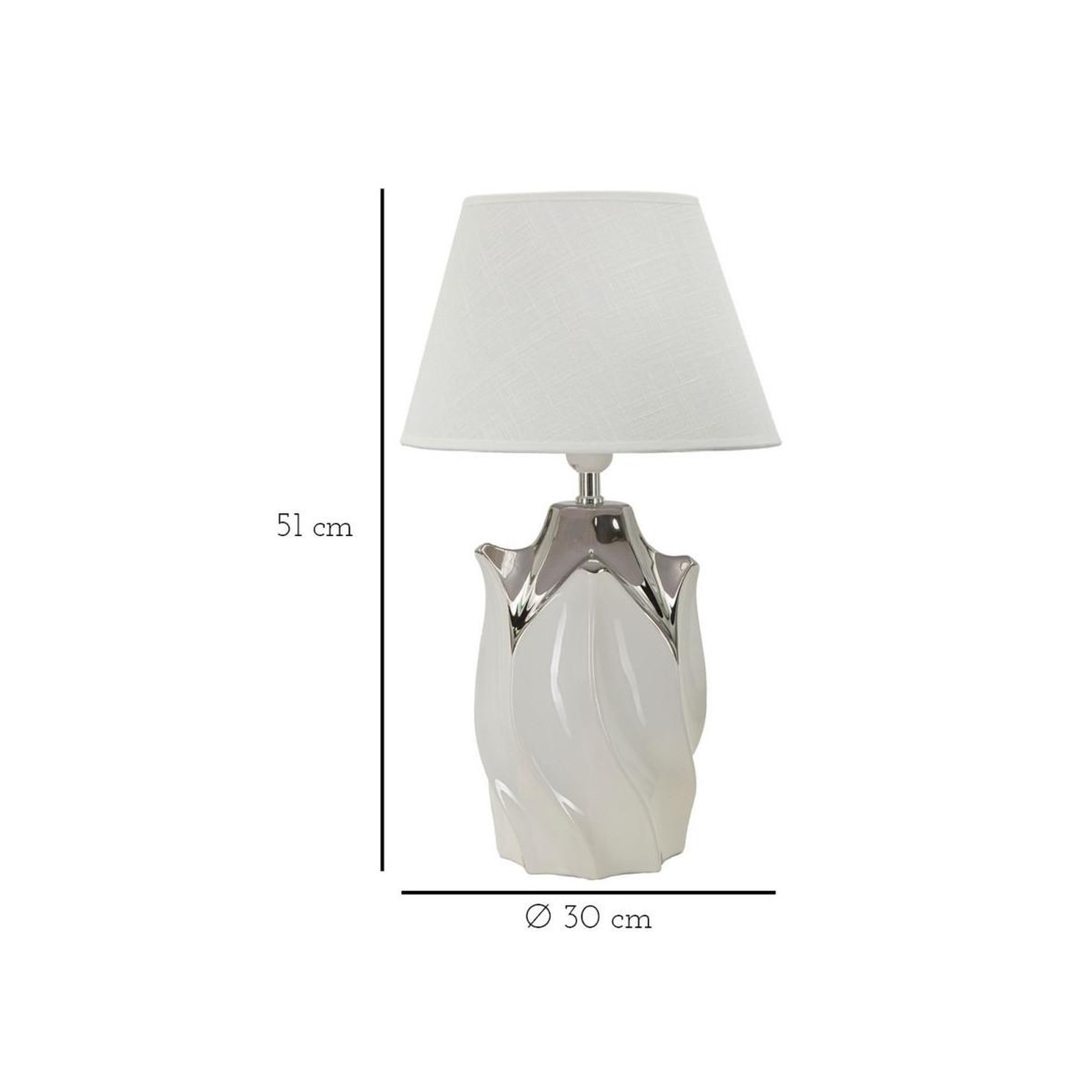 Voir la diapositive 6 : Paris Prix Lampe à poser en céramique  shiney  51cm blanc & argent