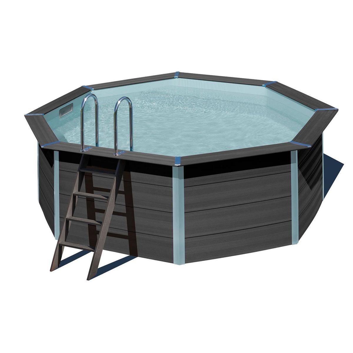 GRE Piscine hors sol ronde en composite - Grise - 4,10 x 1,24 m