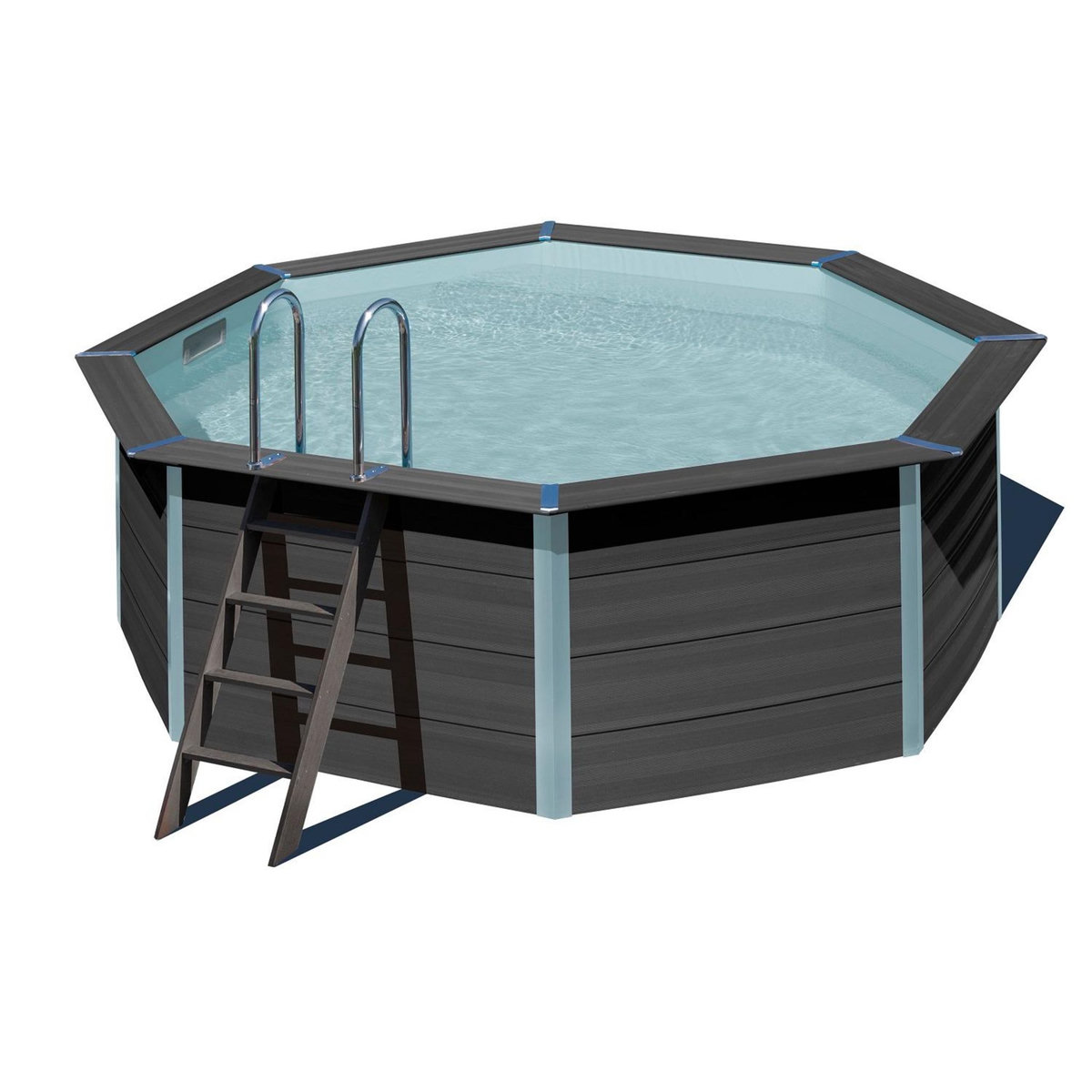 GRE Piscine hors sol ronde en composite - Grise - 4,10 x 1,24 m