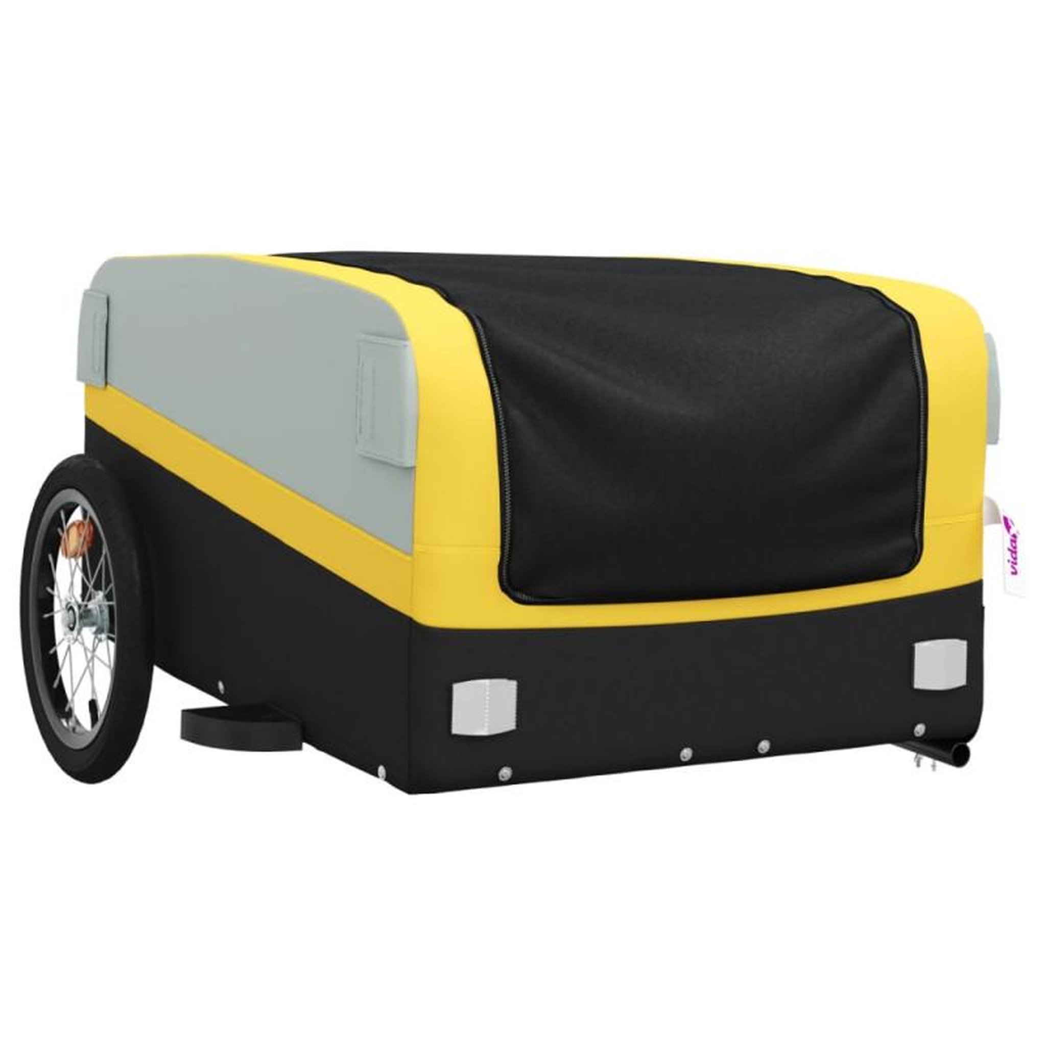 Voir la diapositive 4 : VIDAXL Remorque de vélo noir et jaune 45 kg fer