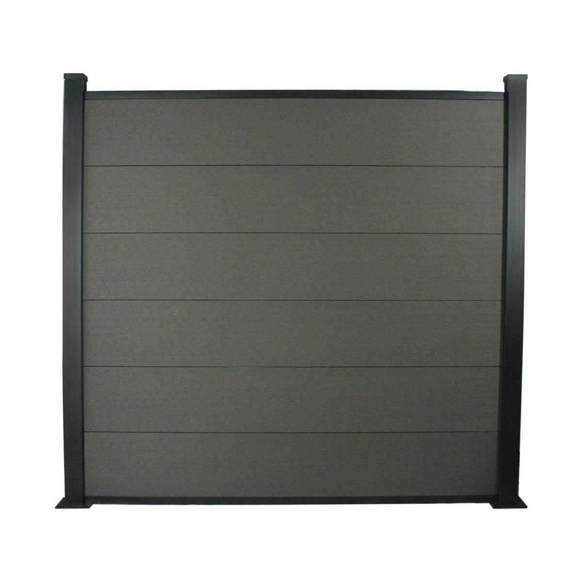 Habitat et Jardin Kit Clôture 1.6 x 1.6 m composite et aluminium + profilés de finitions - Kit de fixation offert - Ardoise