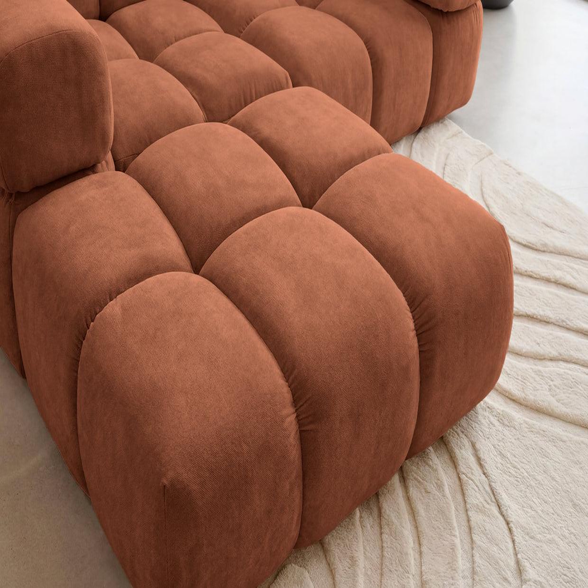 Voir la diapositive 4 : CASANOVA PARIS Gustave - canapé d'angle tissu velours 4 places