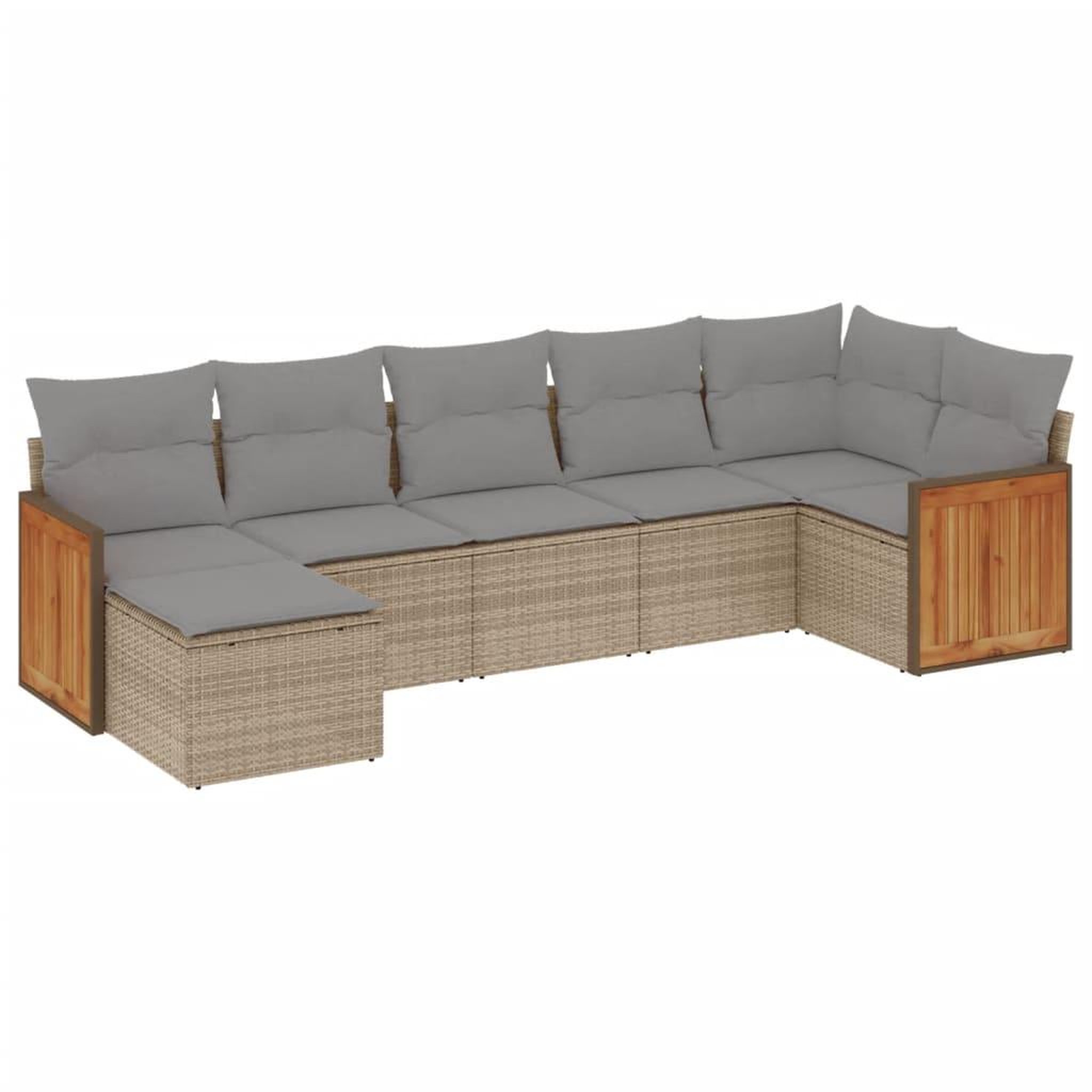 Voir la diapositive 2 : VIDAXL Salon de jardin avec coussins 7 pcs beige resine tressee