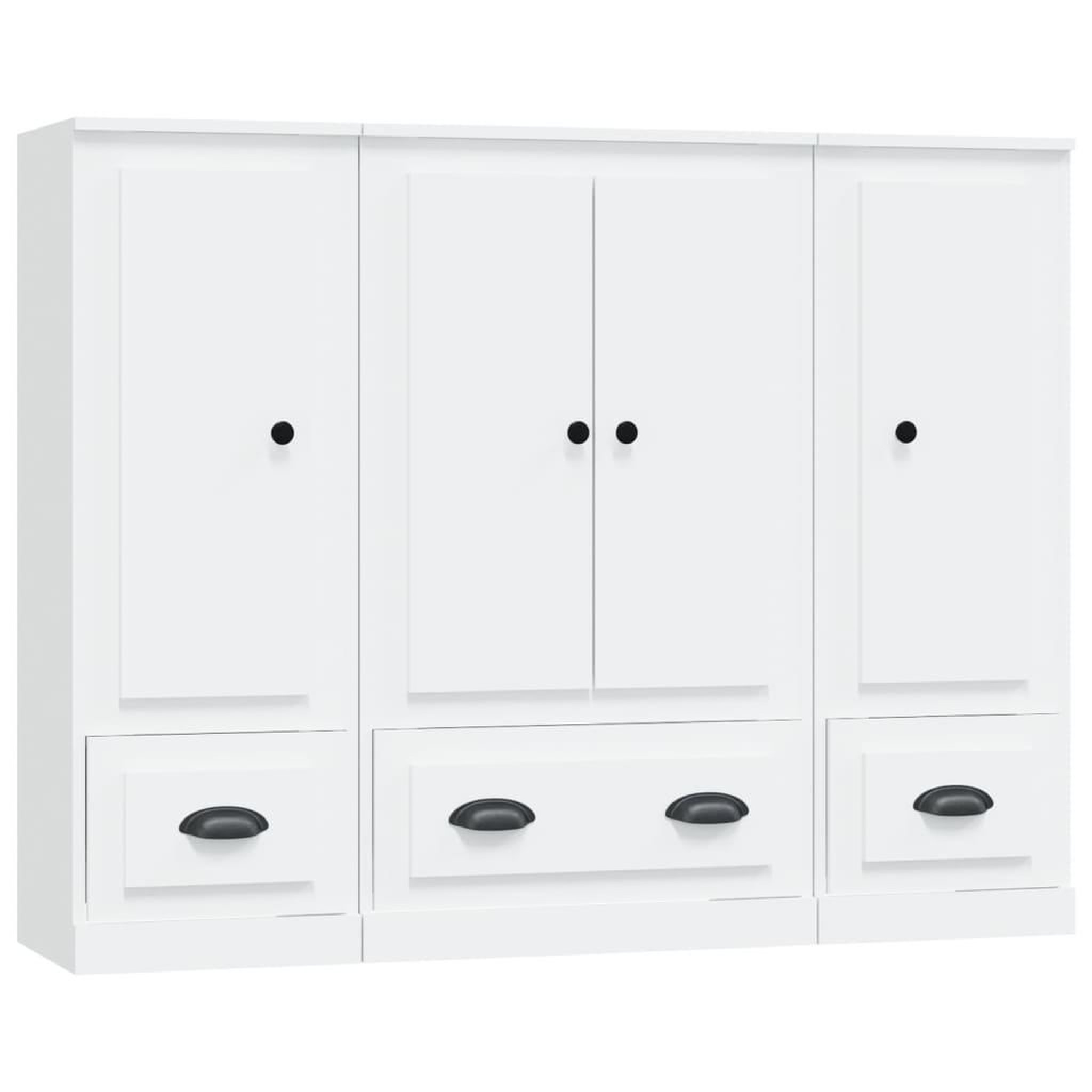 Voir la diapositive 2 : VIDAXL Buffets 3 pcs blanc bois d'ingenierie