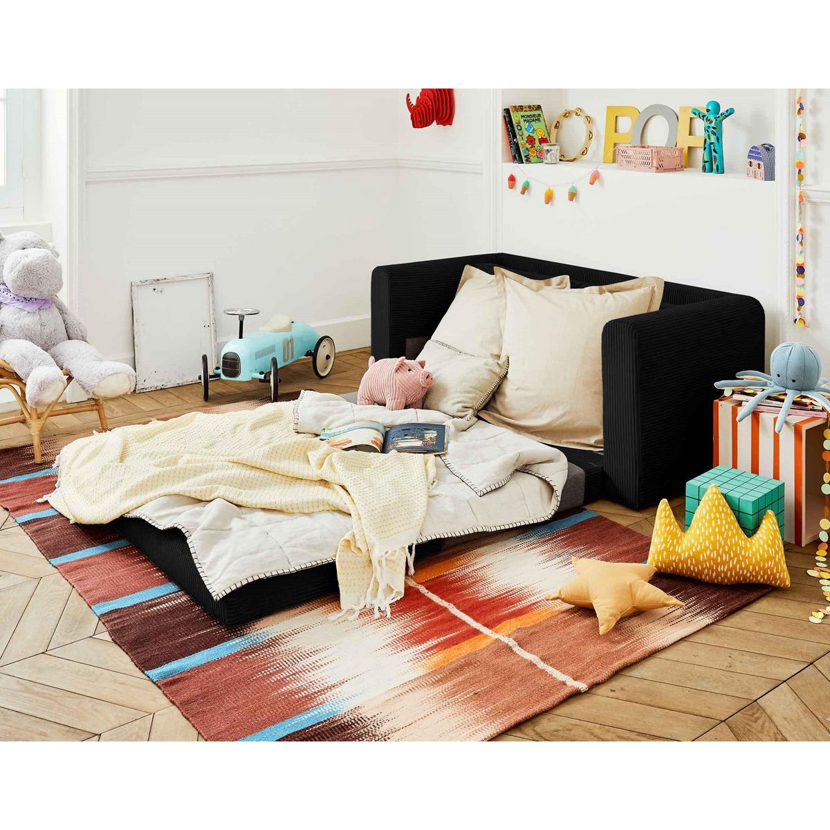 BEST MOBILIER Marilia - canapé 2 places - convertible déplimousse - en velours côtelé