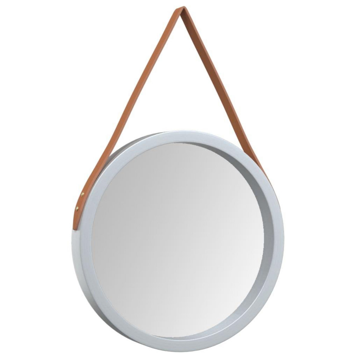 VIDAXL Miroir mural avec sangle Argente Ø 35 cm