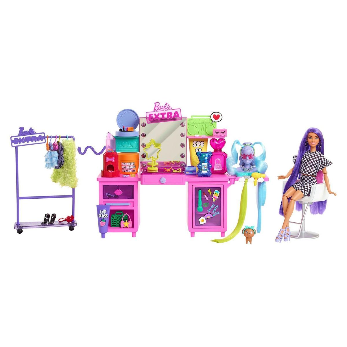 BARBIE Coiffeuse Extra avec poupée mannequin Barbie 