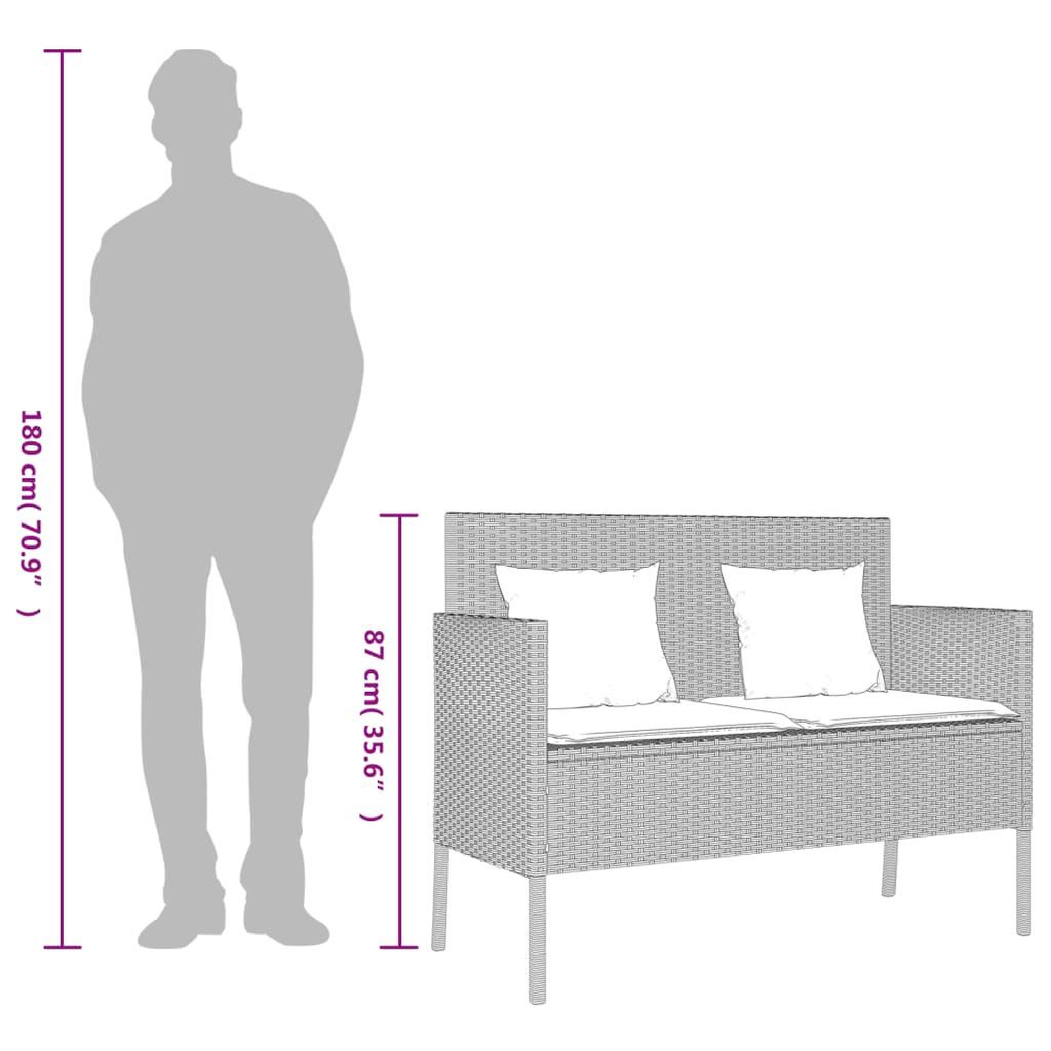 Voir la diapositive 6 : VIDAXL Banc de jardin avec coussins gris clair resine tressee