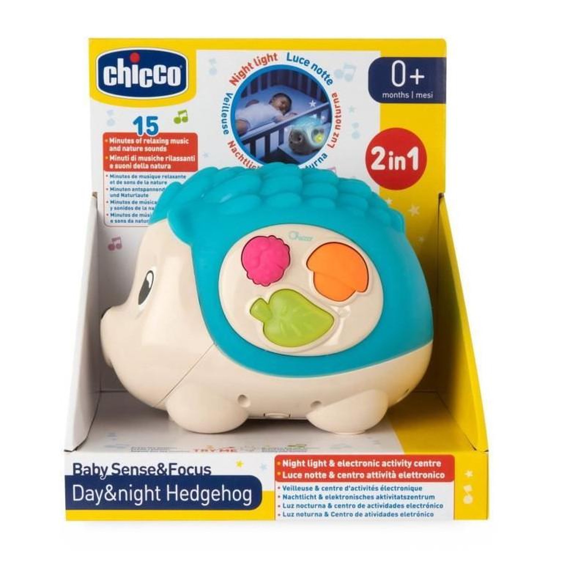Voir la diapositive 4 : CHICCO Jouet d'éveil/veilleuse Hérisson Sensoriel - CHICCO - Day&Night - Bleu - Des la naissance