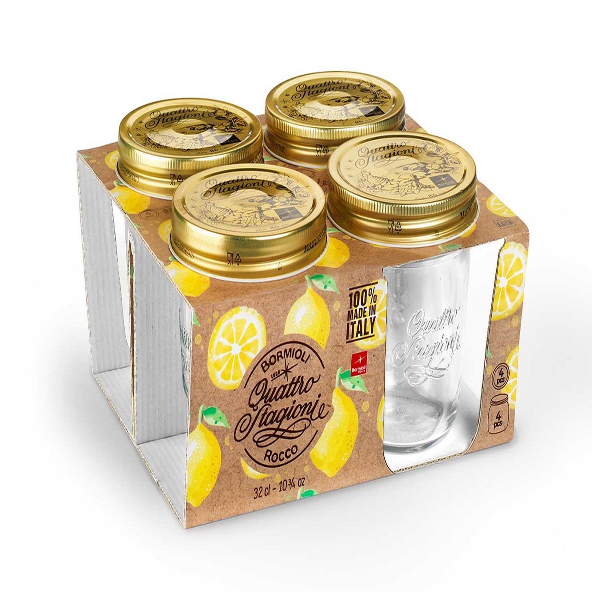 Voir la diapositive 1 : BORMIOLI ROCCO Set de 4 bocaux en verre 32 cl