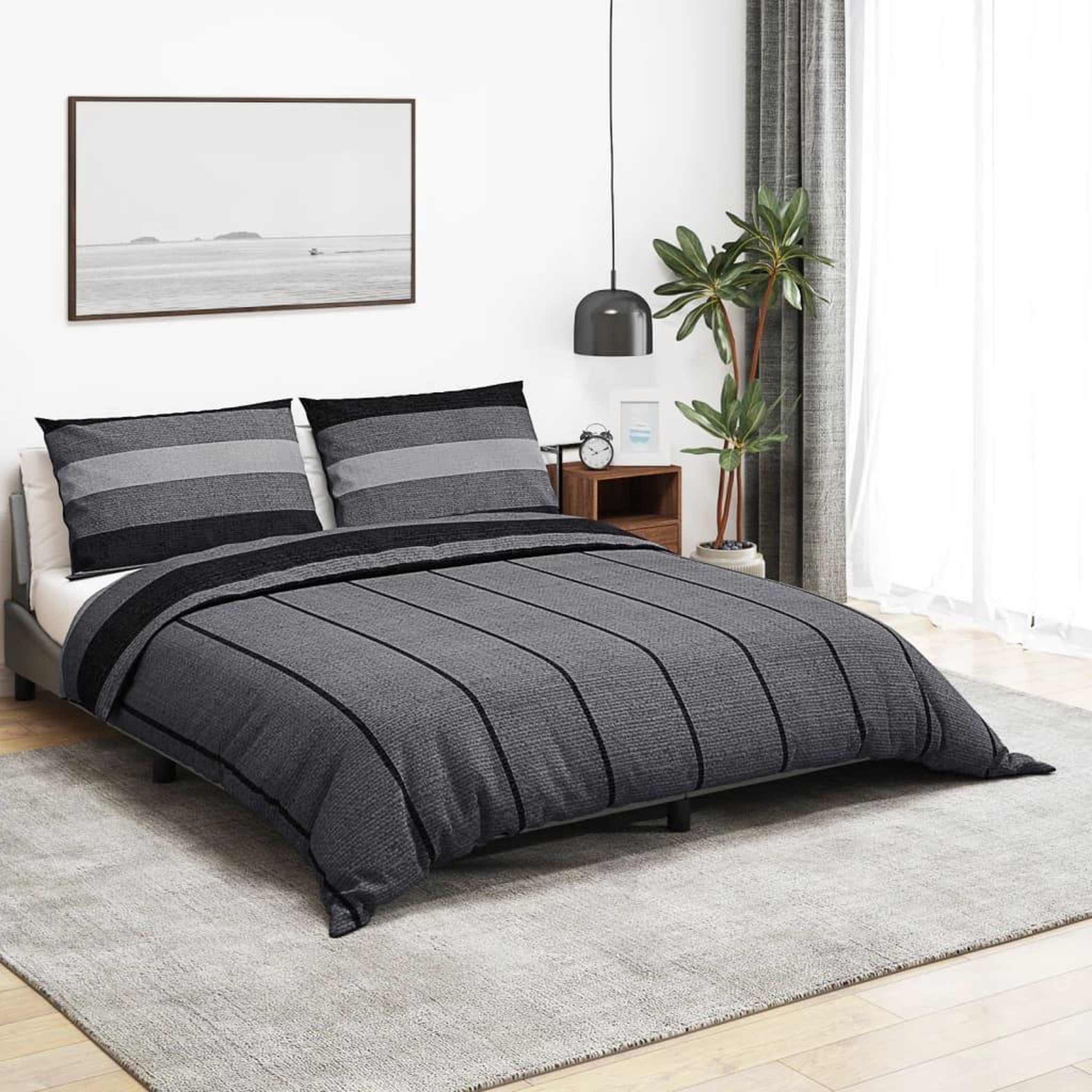 VIDAXL Ensemble de housse de couette gris fonce 200x220 cm Coton