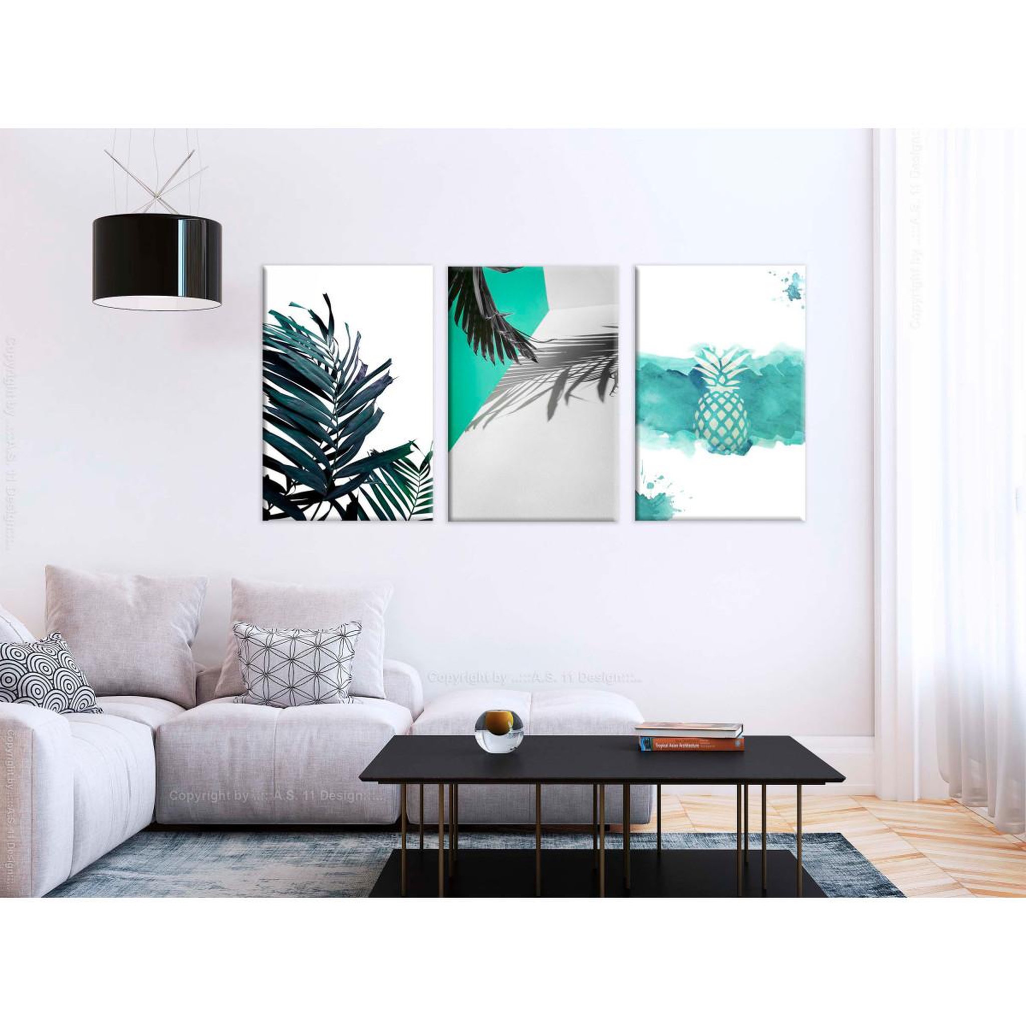 Voir la diapositive 2 : Paris Prix Tableau imprimé  palm paradise 3 panneaux  60x120cm