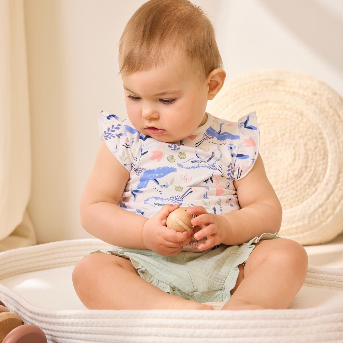 Petit Béguin Ensemble enfant t-shirt et short en gaze de coton Tiana
