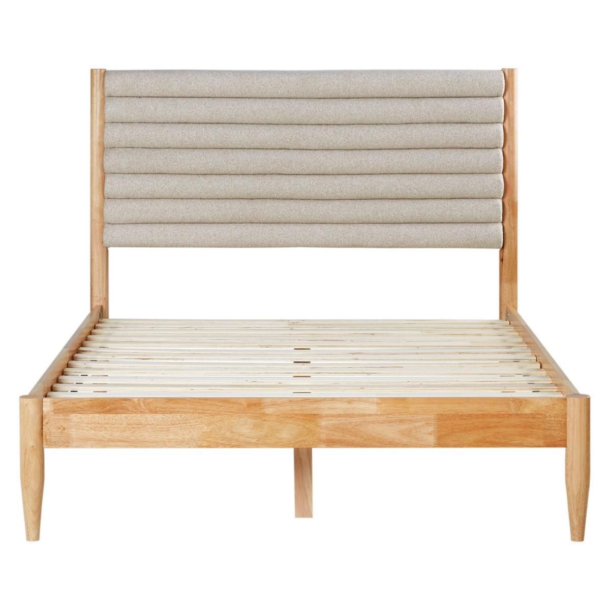 HomeStyle4U Lit 2 Places 140x200 cm tissu Bouclé Beige