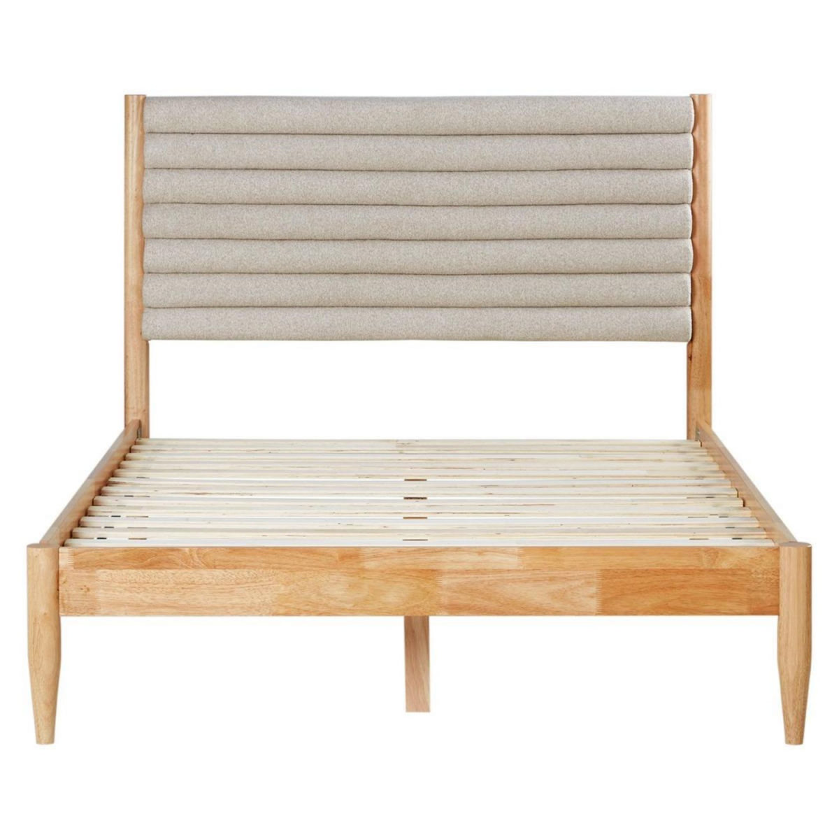 HomeStyle4U Lit 2 Places 140x200 cm tissu Bouclé Beige