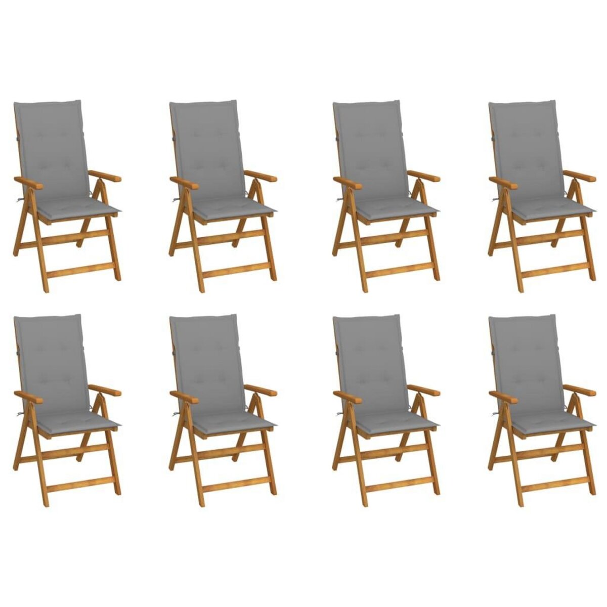 VIDAXL Chaises pliables de jardin avec coussins lot de 8 Bois d'acacia