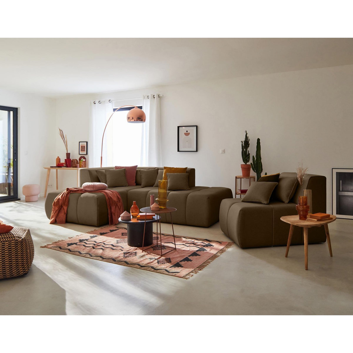 LISA DESIGN Caracas - canapé modulable d'angle gauche - 5 places - en tissu