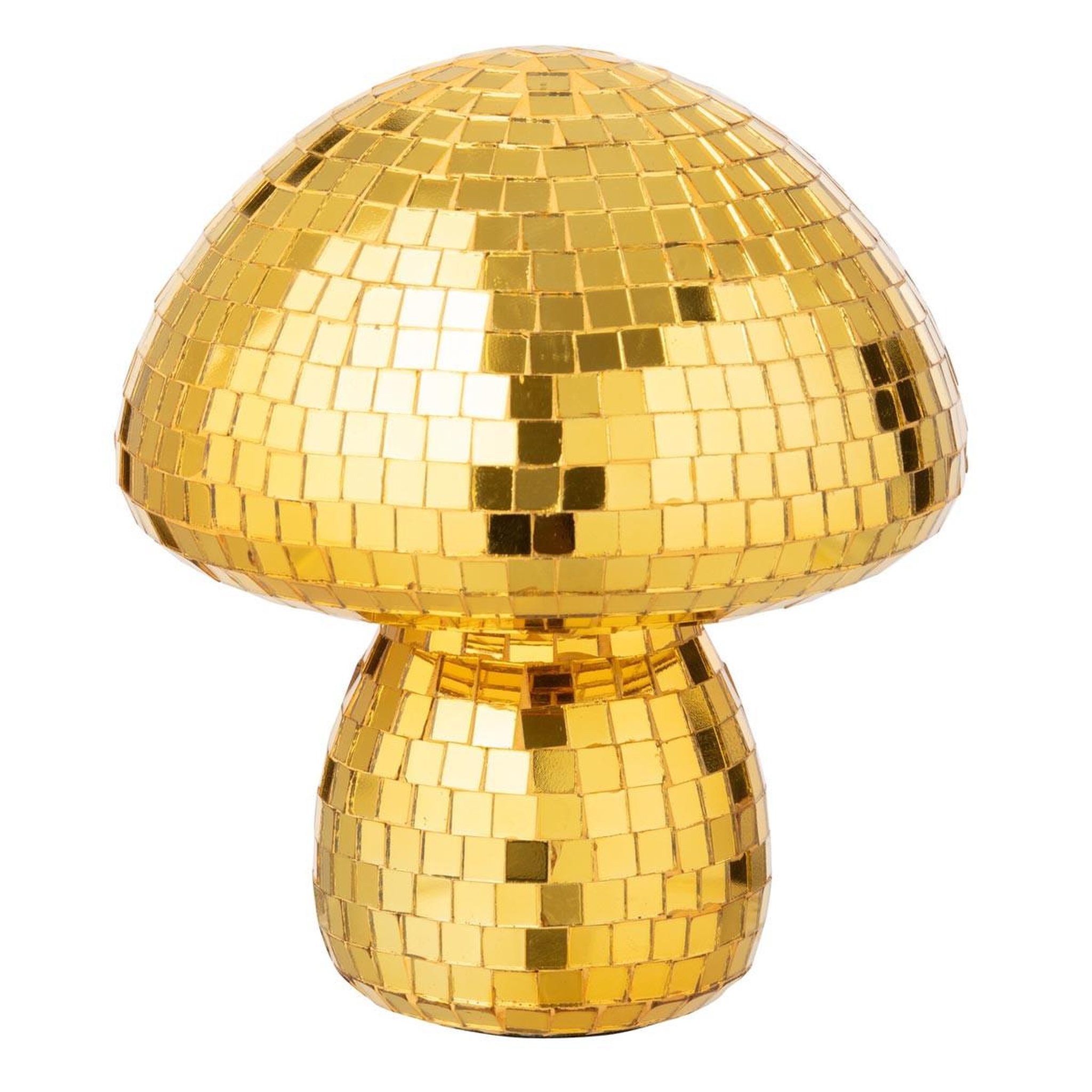 J-LINE Champignon disco en verre  miroir  23cm jaune