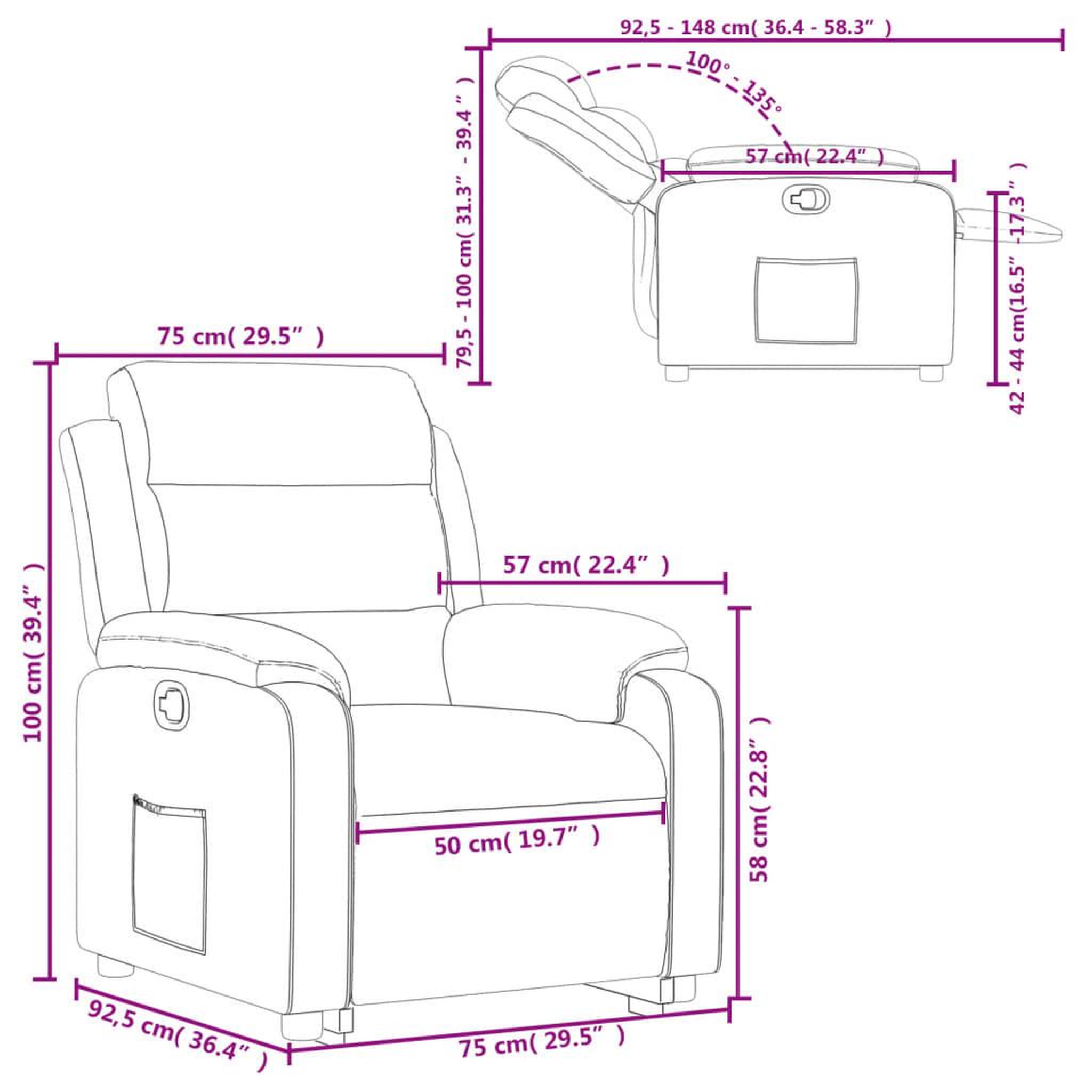 Voir la diapositive 6 : VIDAXL Fauteuil inclinable Gris Similicuir