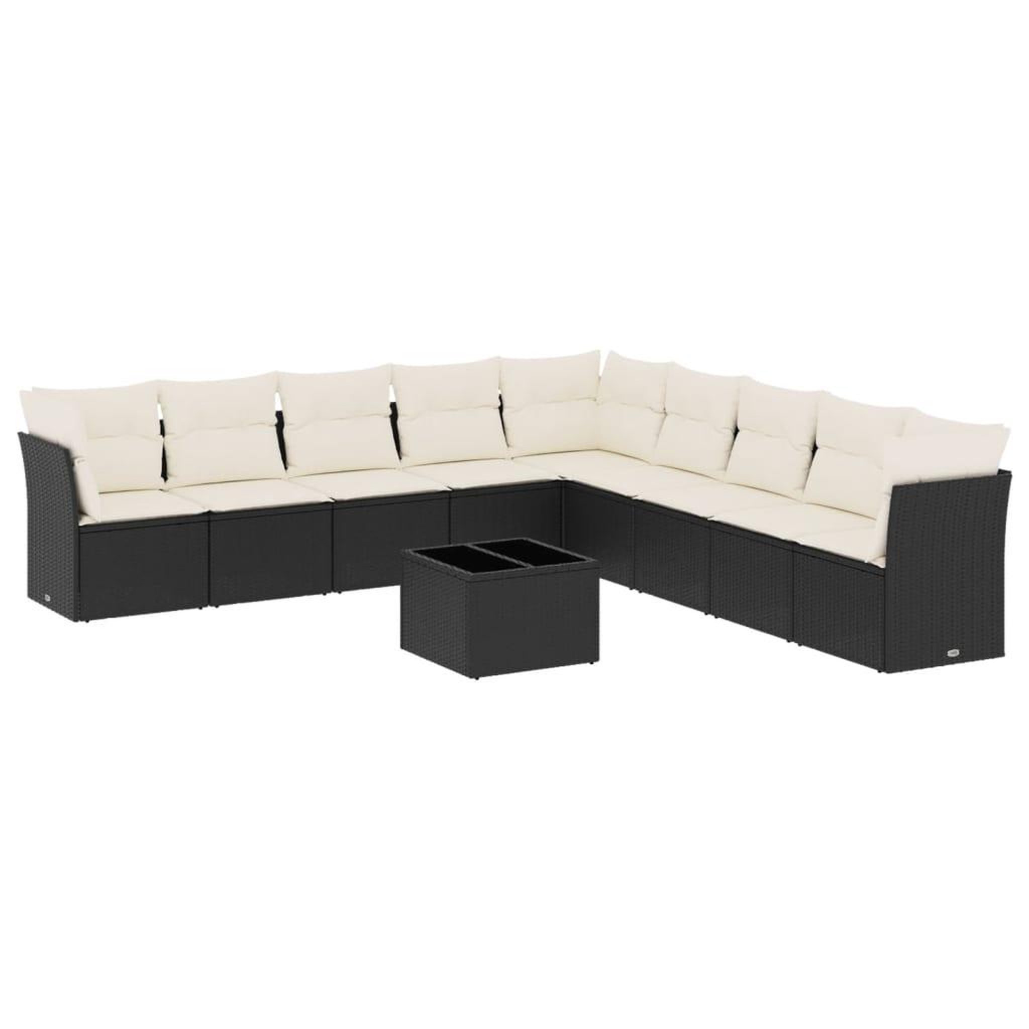 Voir la diapositive 2 : VIDAXL Salon de jardin 10 pcs avec coussins noir resine tressee