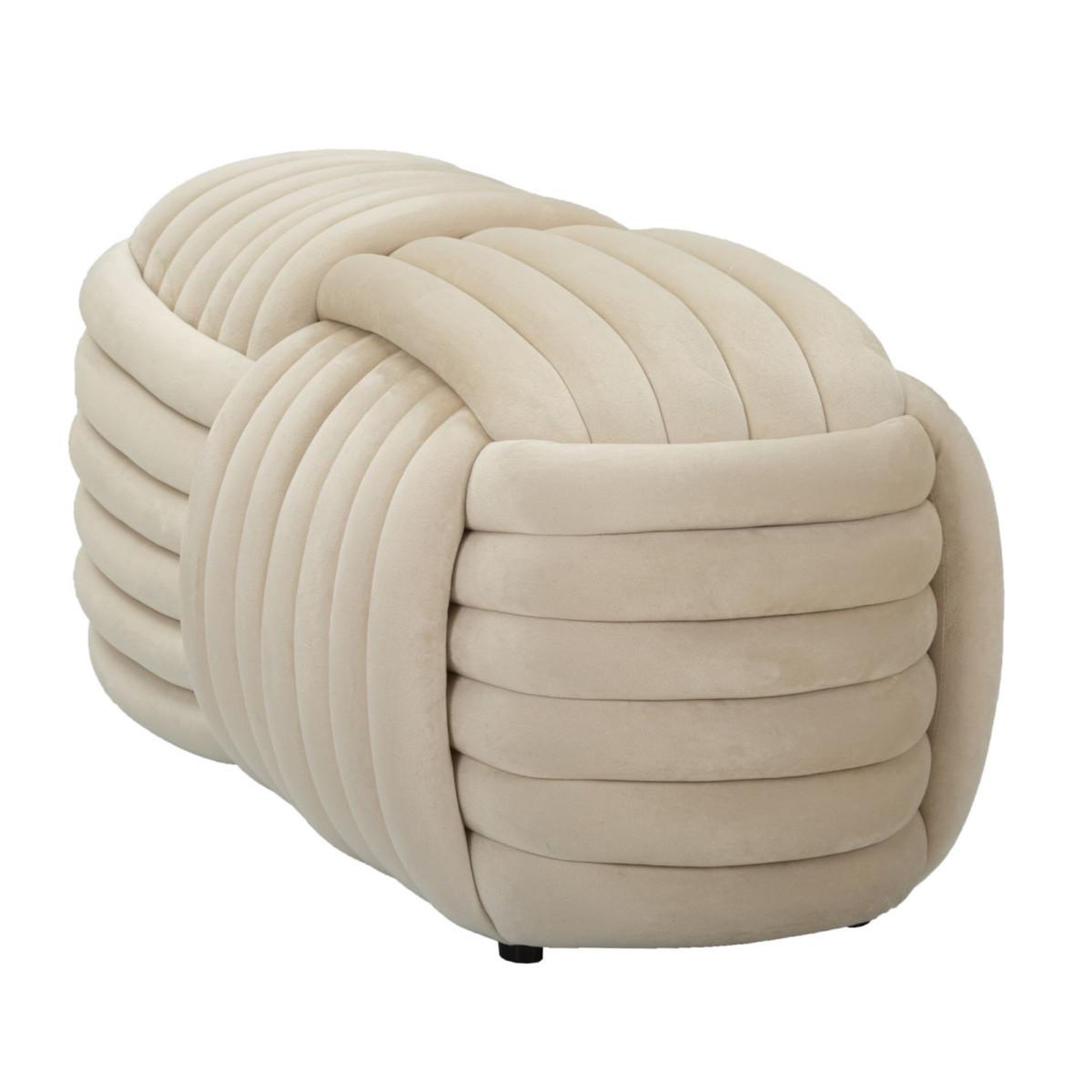 Voir la diapositive 3 : Paris Prix Banc design en velours  softy  90cm crème