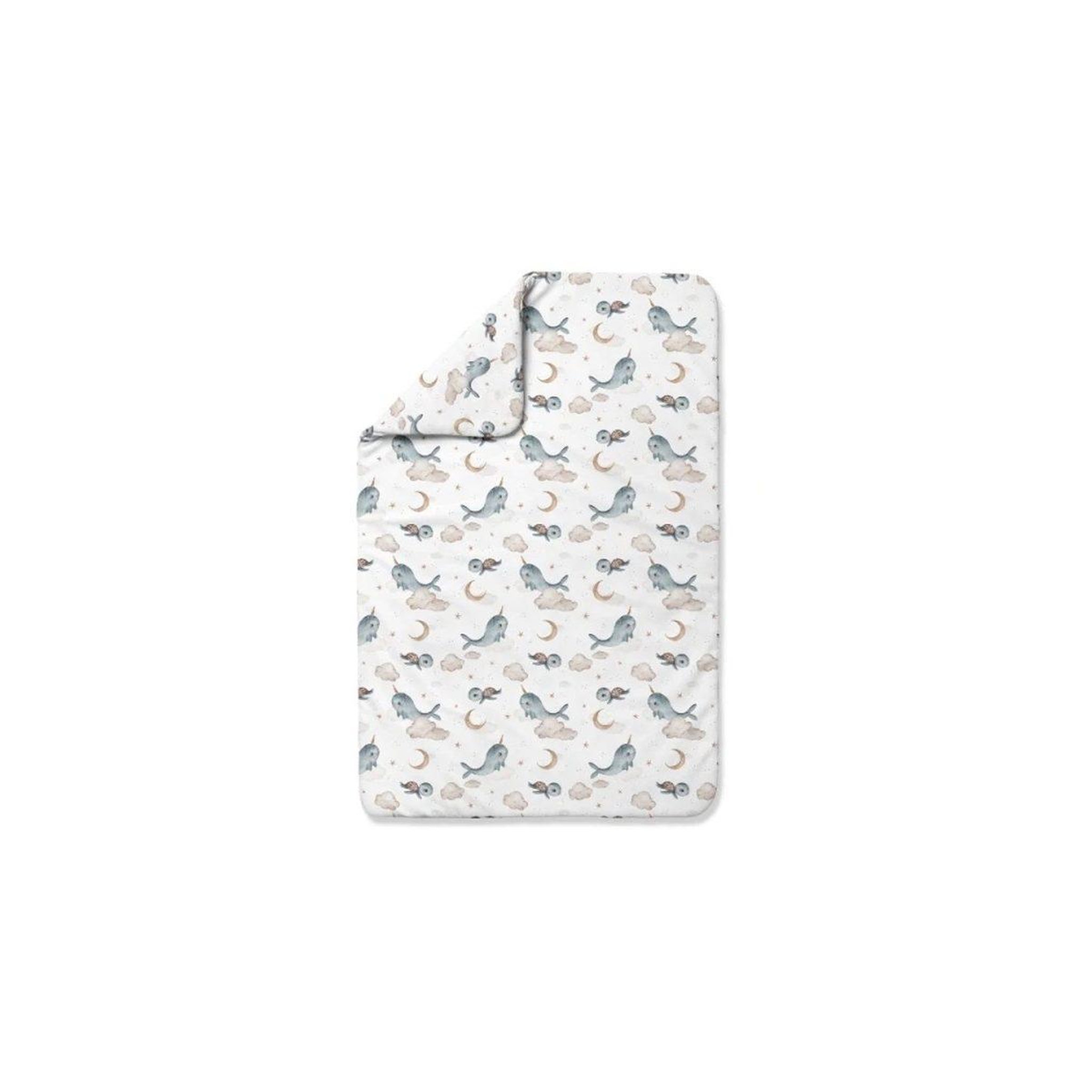 WALDIN Couette bébé 150 × 100 cm - motif baleine, blanc