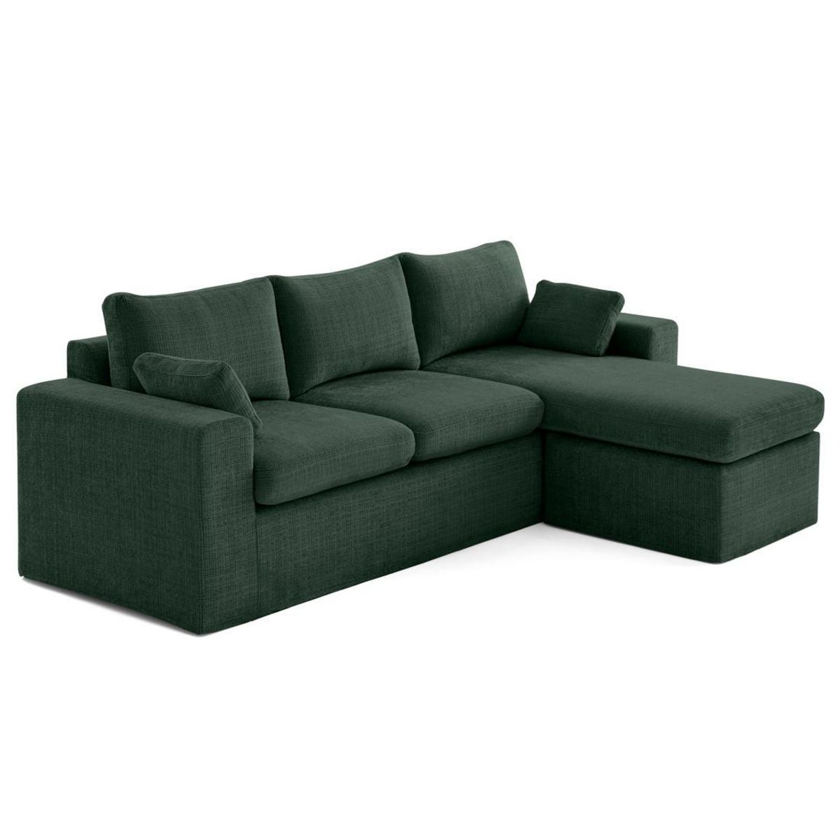 LISA DESIGN Calgary - canapé d'angle déhoussable et modulable 3 places + 1 pouf en velours texturé