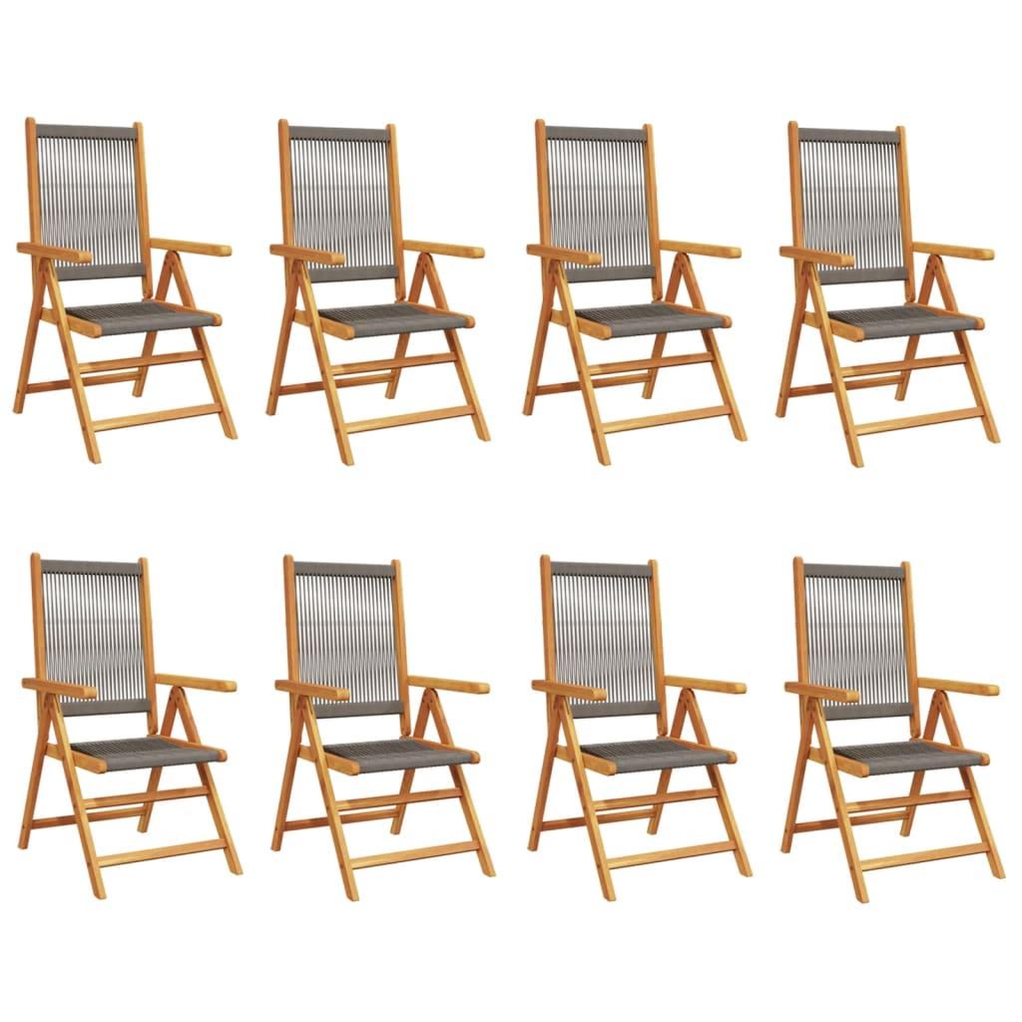 Voir la diapositive 2 : VIDAXL Chaises inclinables de jardin lot de 8 gris bois massif acacia