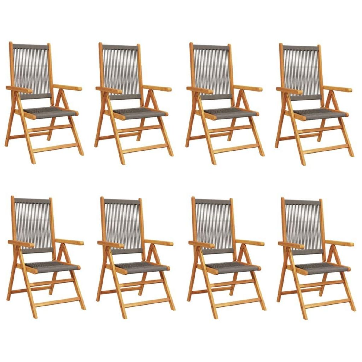 VIDAXL Chaises inclinables de jardin lot de 8 gris bois massif acacia