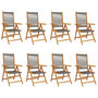 Voir la diapositive 2 : VIDAXL Chaises inclinables de jardin lot de 8 gris bois massif acacia