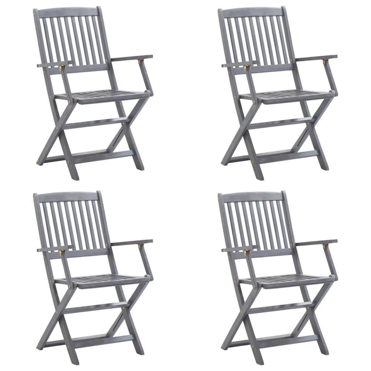 VIDAXL Chaises pliables d'exterieur lot de 4 et coussins Bois d'acacia