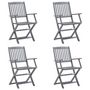 Voir la diapositive 2 : VIDAXL Chaises pliables d'exterieur lot de 4 et coussins Bois d'acacia
