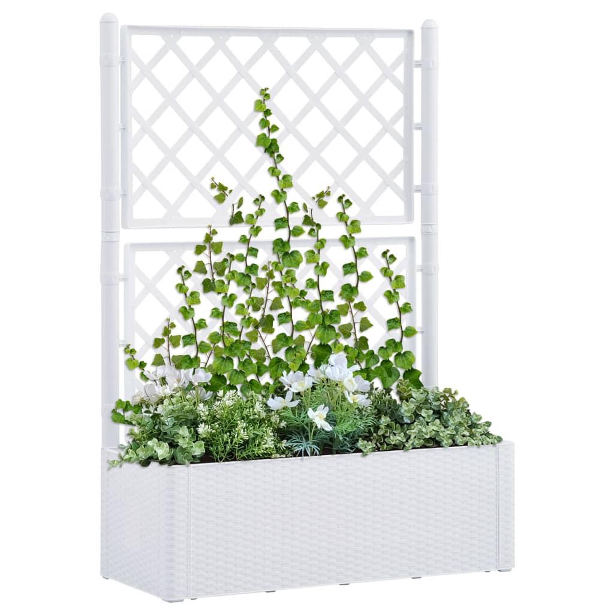Voir la diapositive 1 : VIDAXL Lit sureleve de jardin et treillis et systeme d'arrosage Blanc