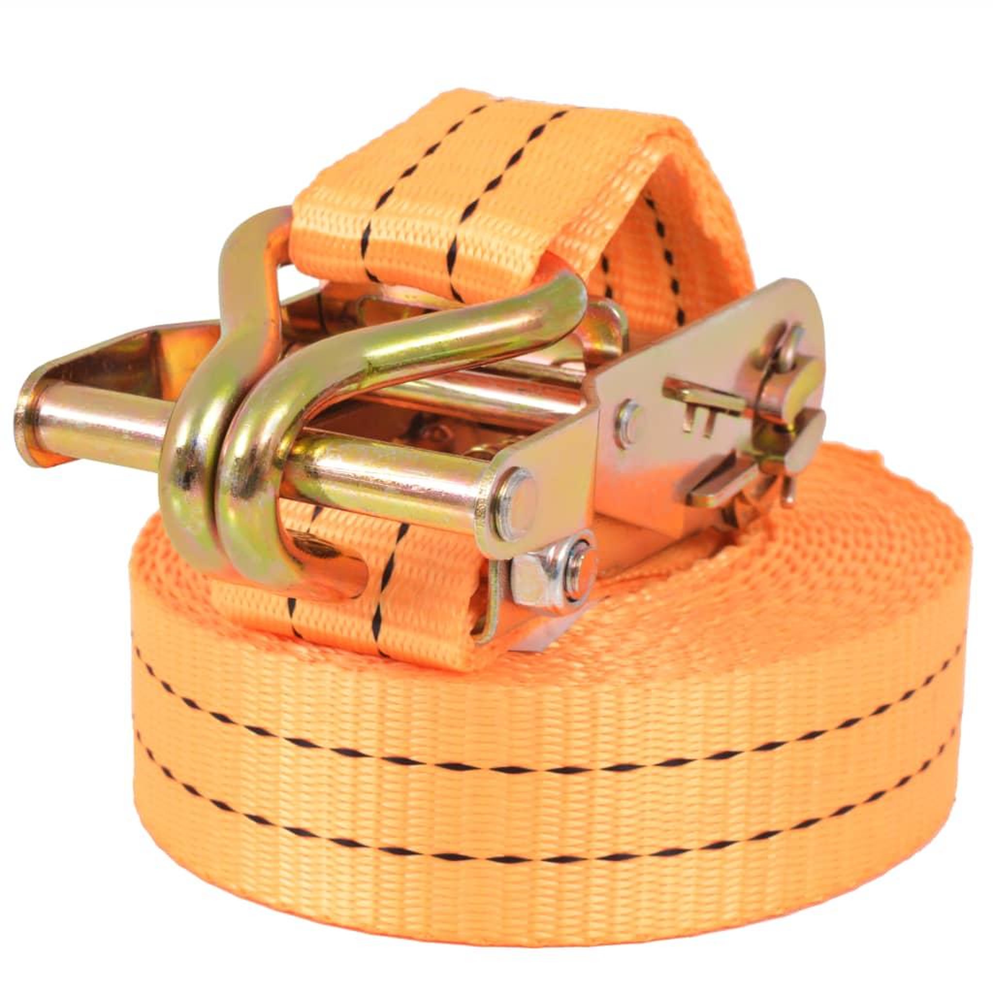 Voir la diapositive 2 : VIDAXL Sangle d'arrimage a cliquet 4 pcs 1 tonne 6 m x 38 mm Orange