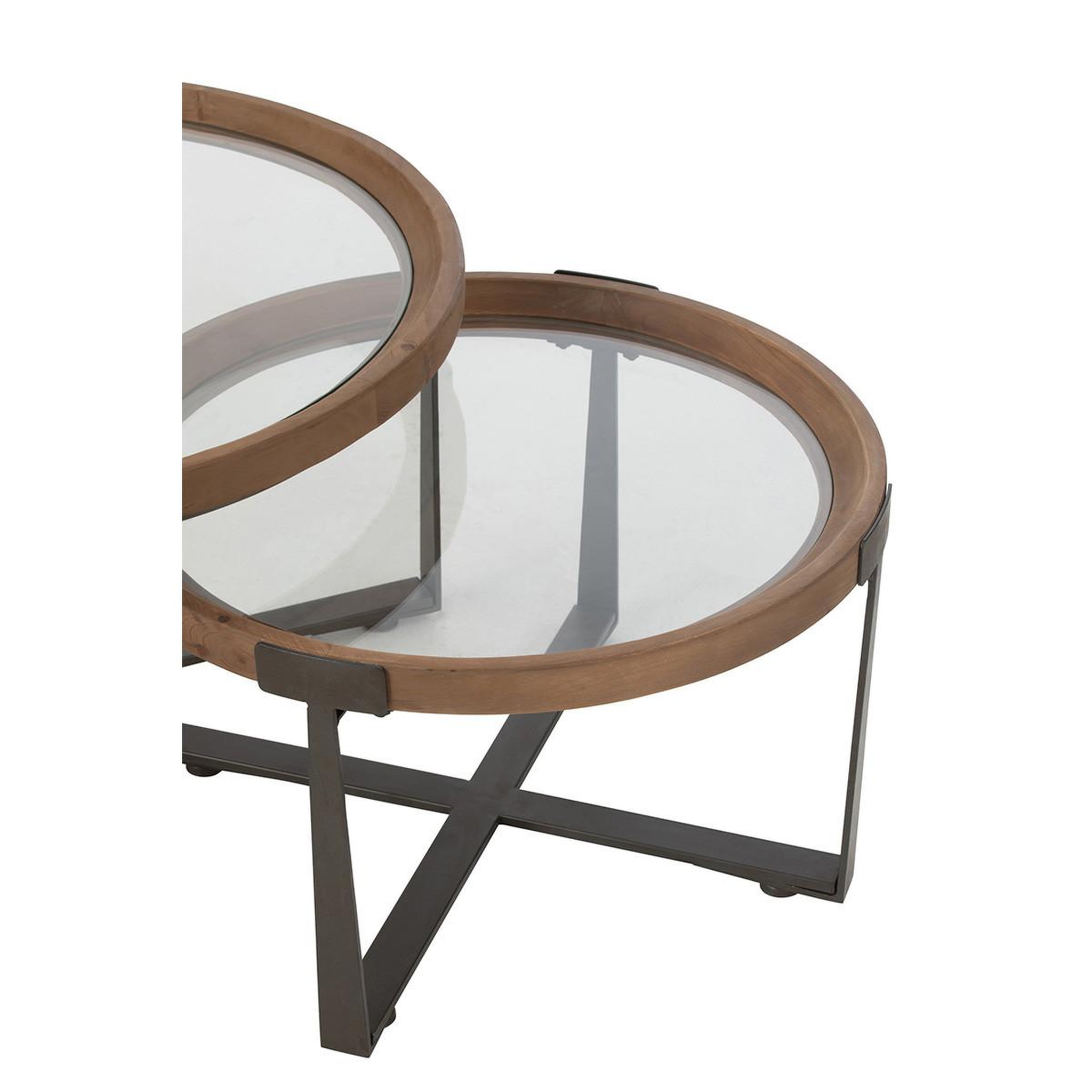 Voir la diapositive 4 : J-LINE Lot de 2 tables basses en verre  luki  80cm naturel