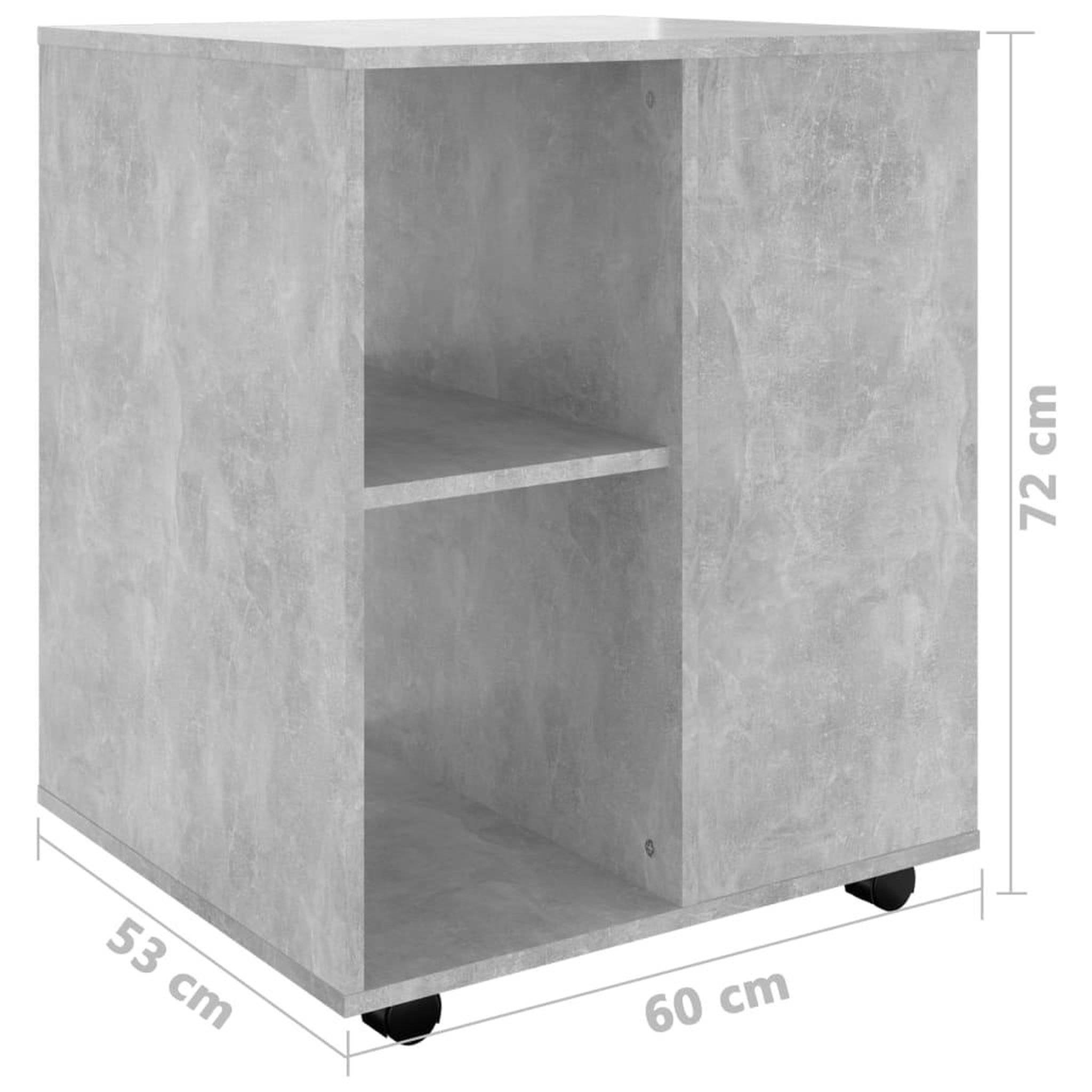Voir la diapositive 6 : VIDAXL Armoire a roulettes Gris beton 60x53x72 cm Bois d'ingenierie