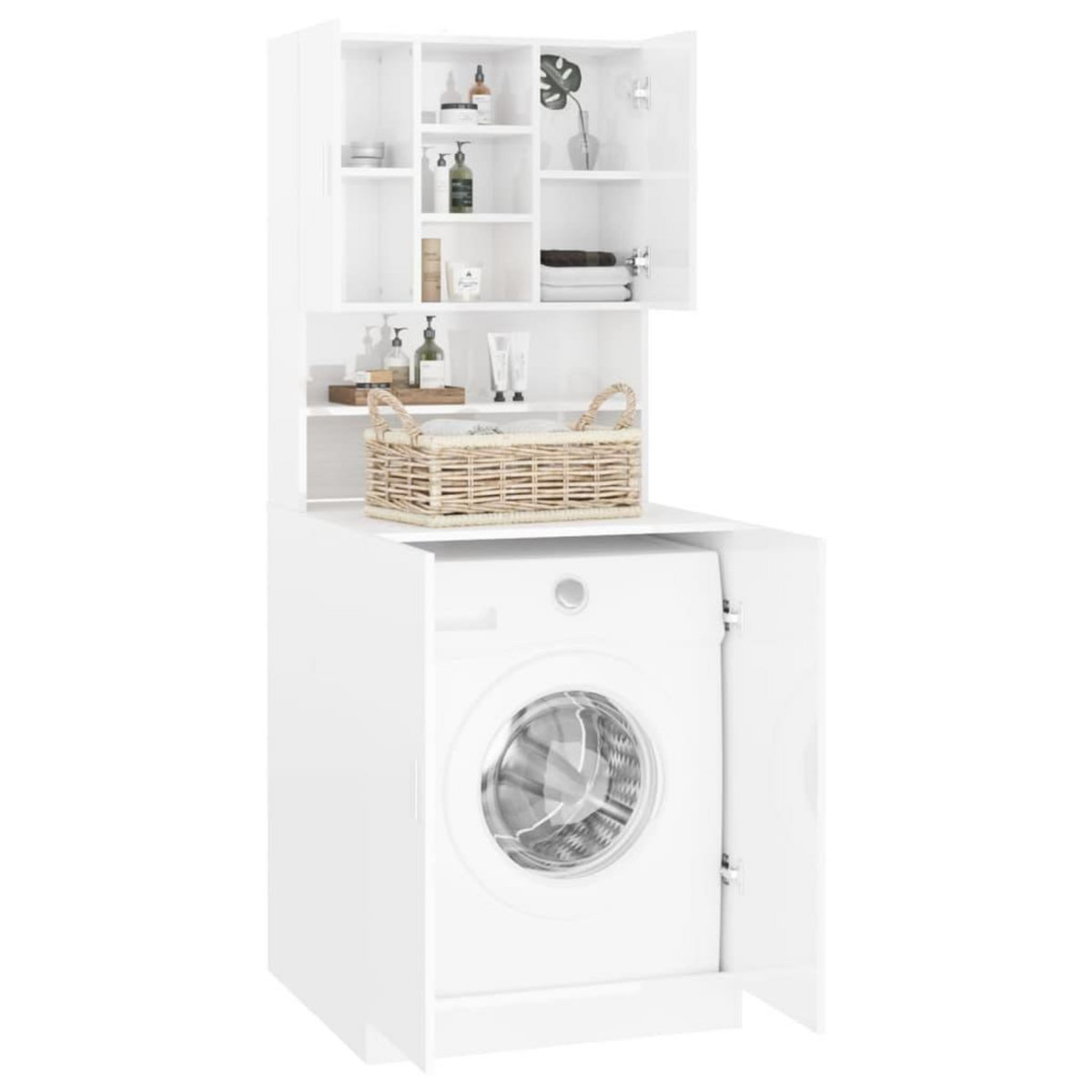 VIDAXL Meuble pour machine a laver Blanc brillant