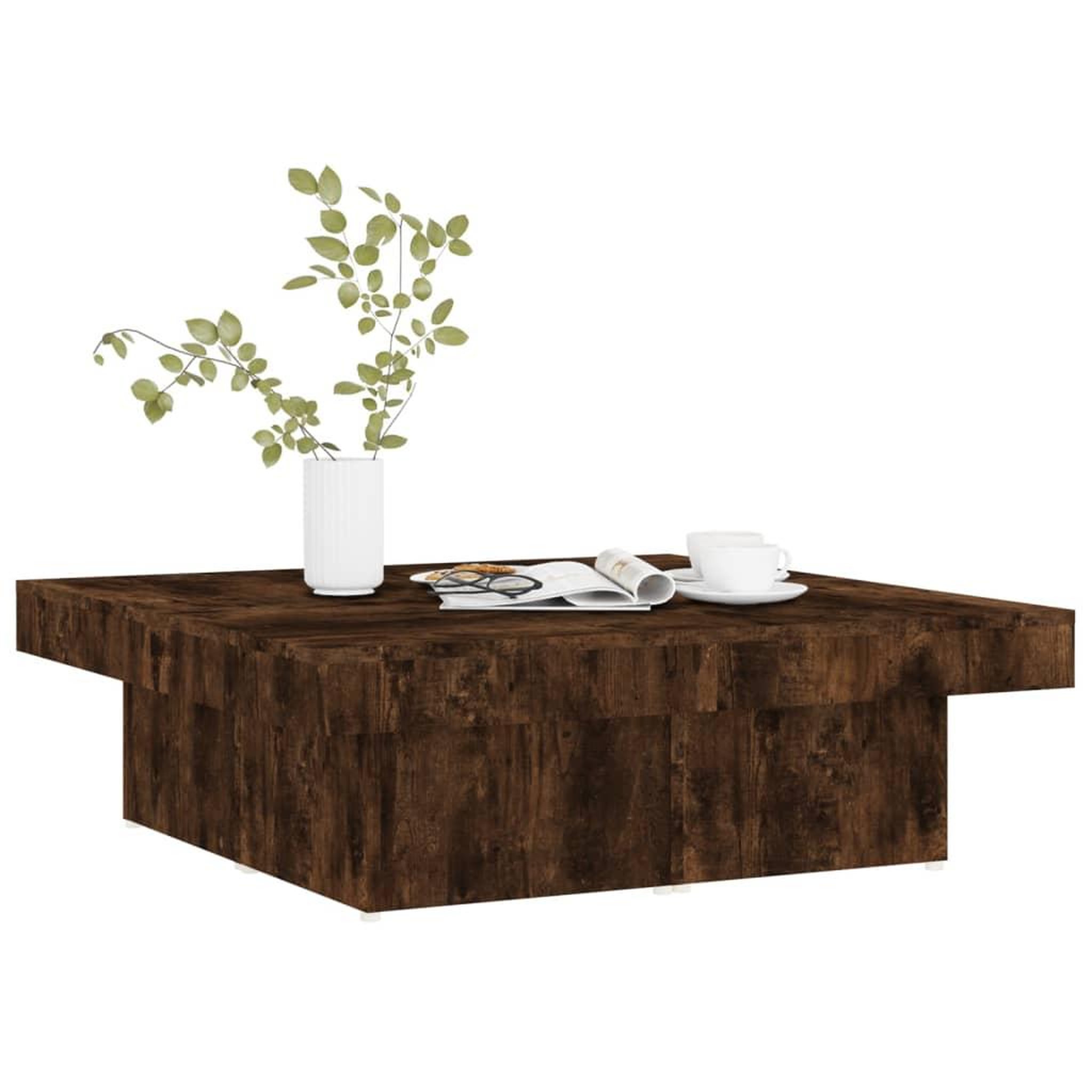 Voir la diapositive 3 : VIDAXL Table basse Chene fume 90x90x28 cm Bois d'ingenierie