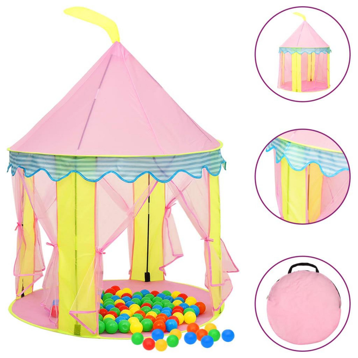 VIDAXL Tente de jeu pour enfants avec 250 balles Rose 100x100x127 cm