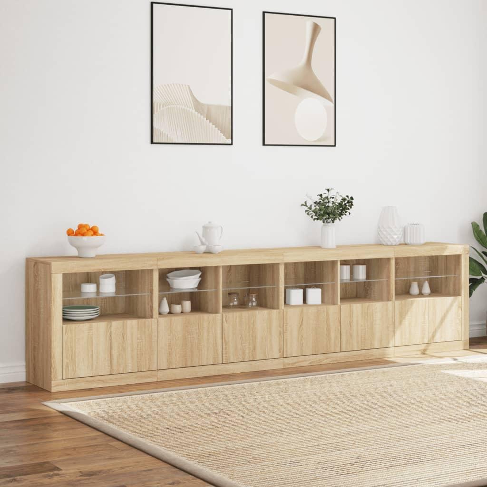 Voir la diapositive 4 : VIDAXL Buffet avec lumieres LED chene sonoma 283x37x67 cm
