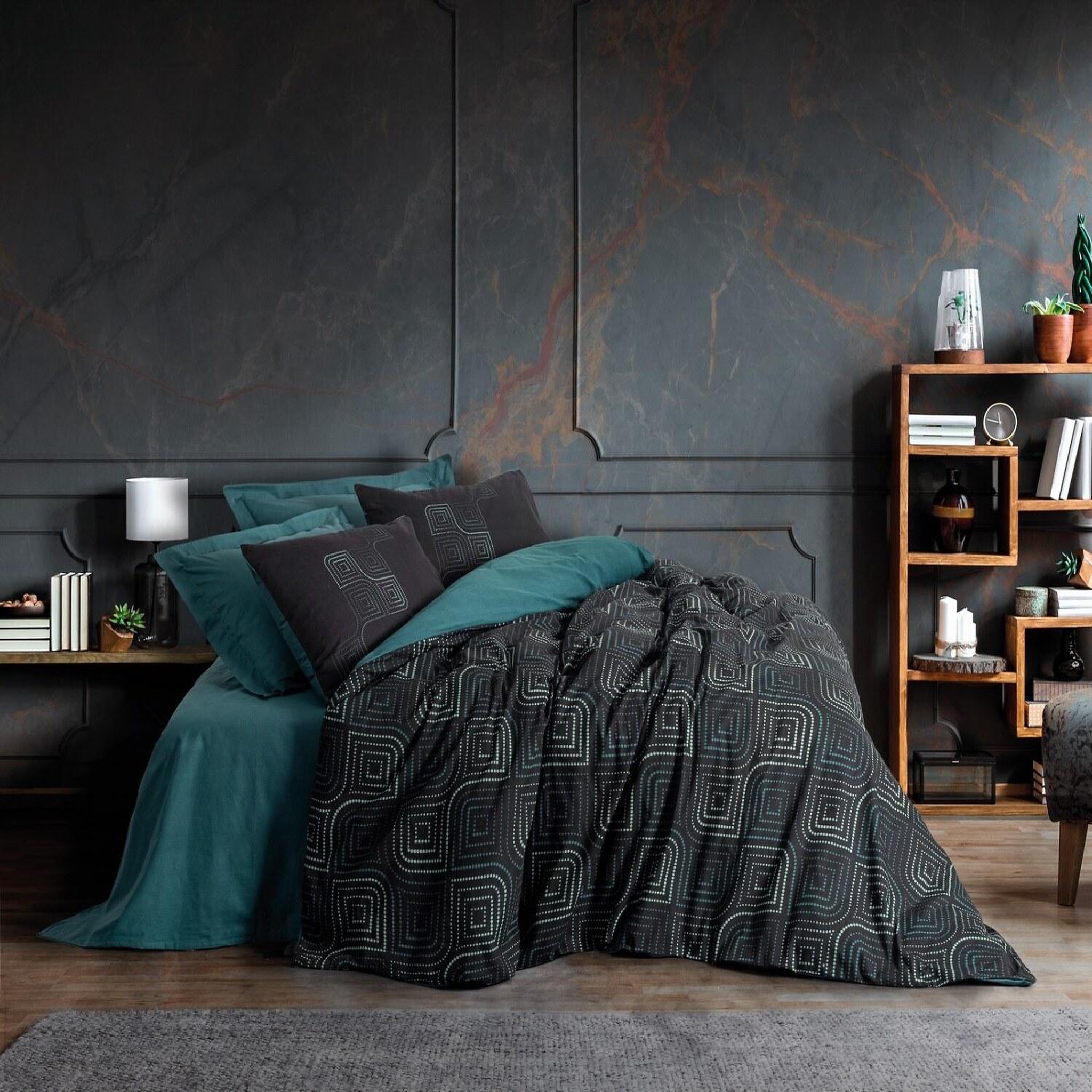 Home collection Parure de lit enfant avec taie(s) 100 % coton Noche. Coloris disponibles : Bleu