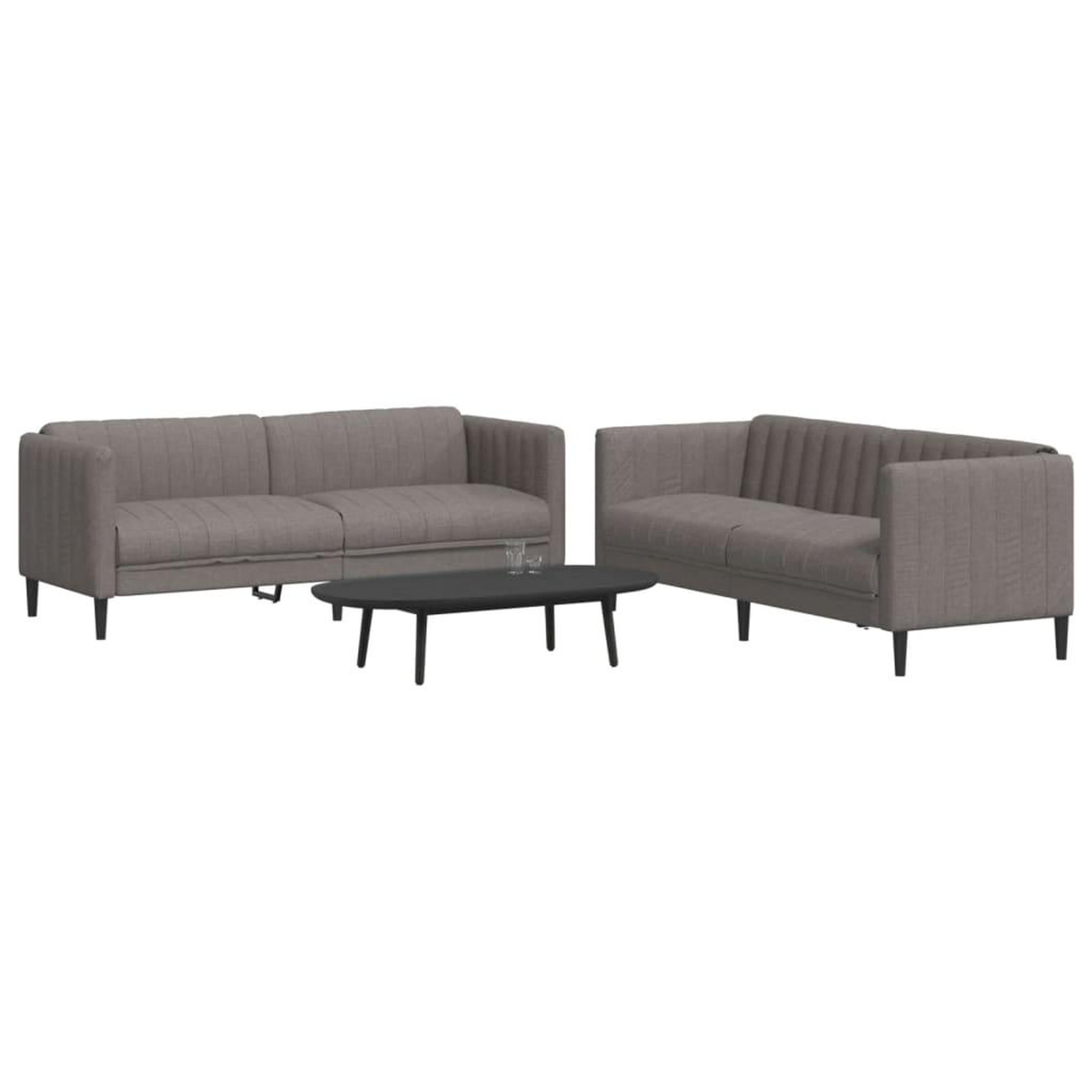 VIDAXL Ensemble de canapes 2 pcs taupe tissu