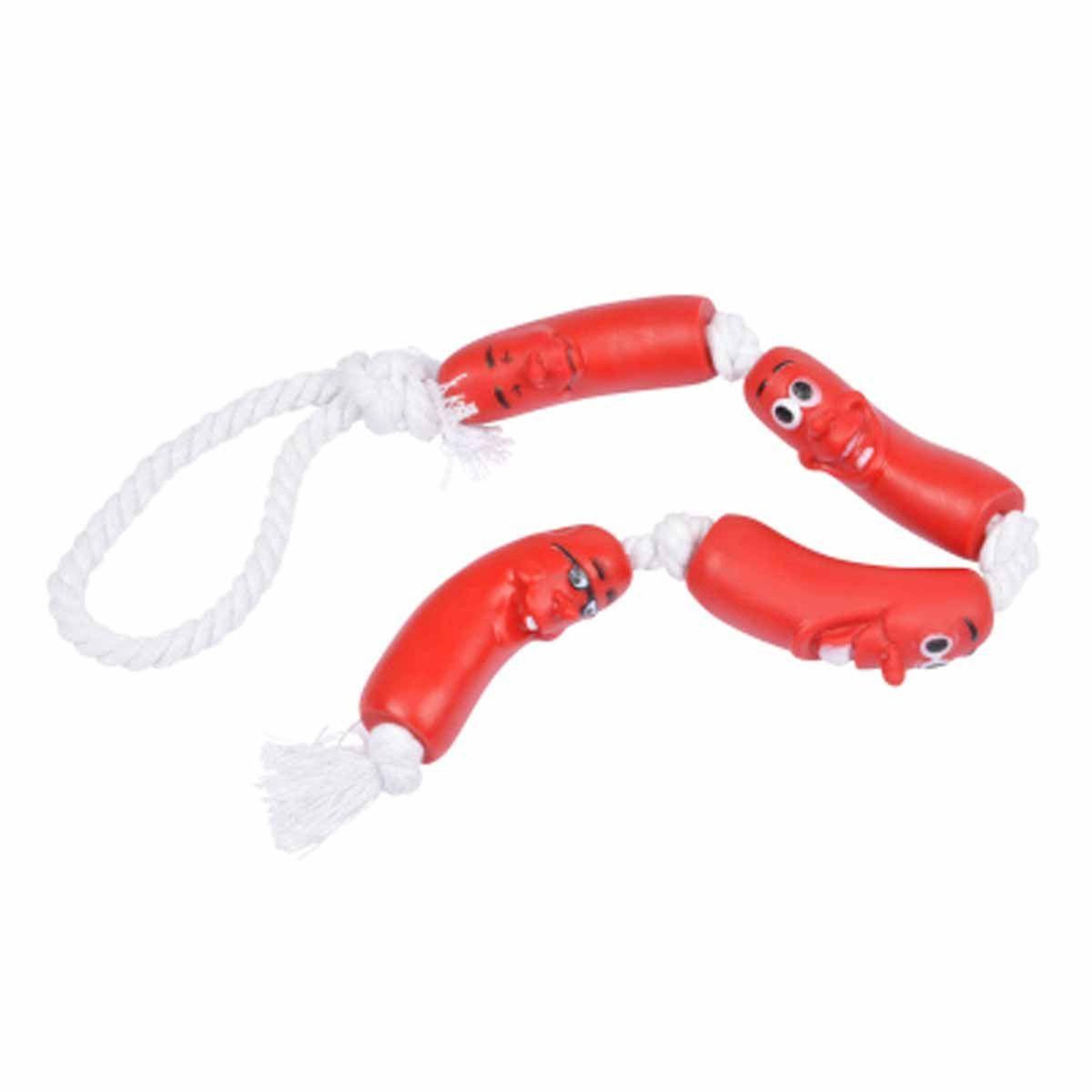 HOMEA Jouet pour chien  chaîne de saucisses  7cm rouge